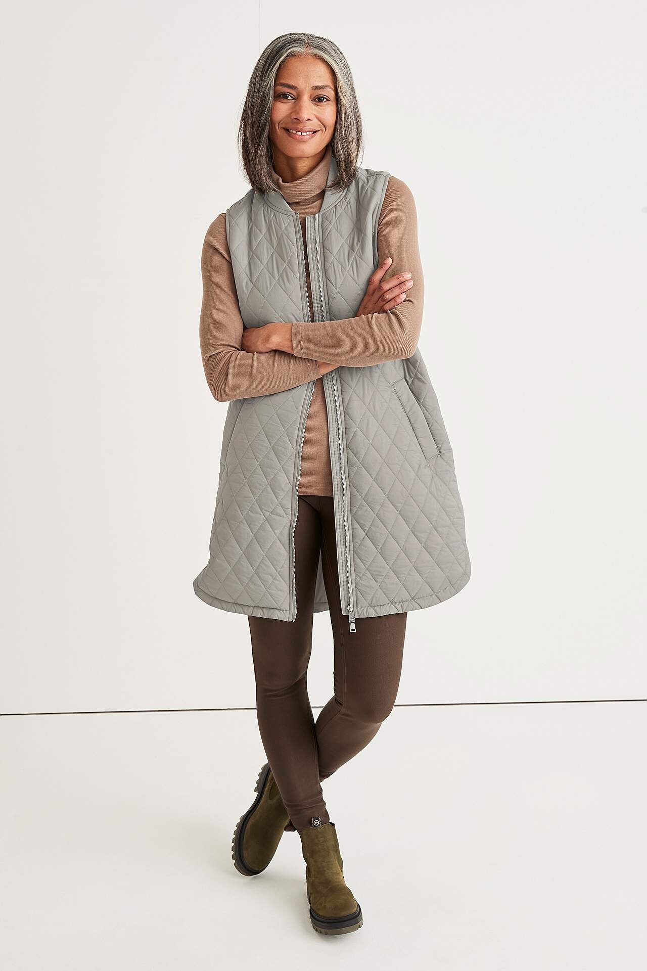 Quiltet, lang vest Lena
