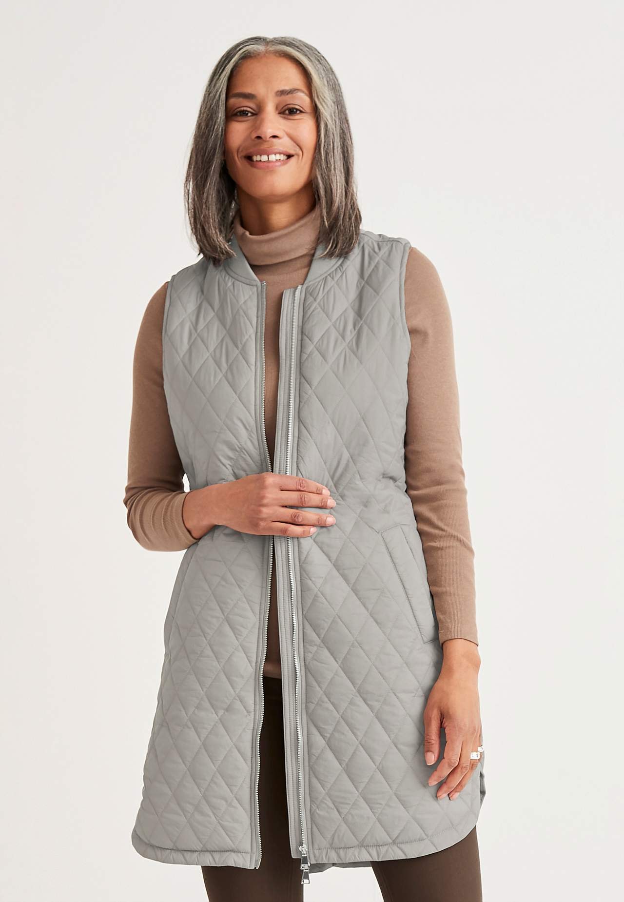 Quiltet, lang vest Lena