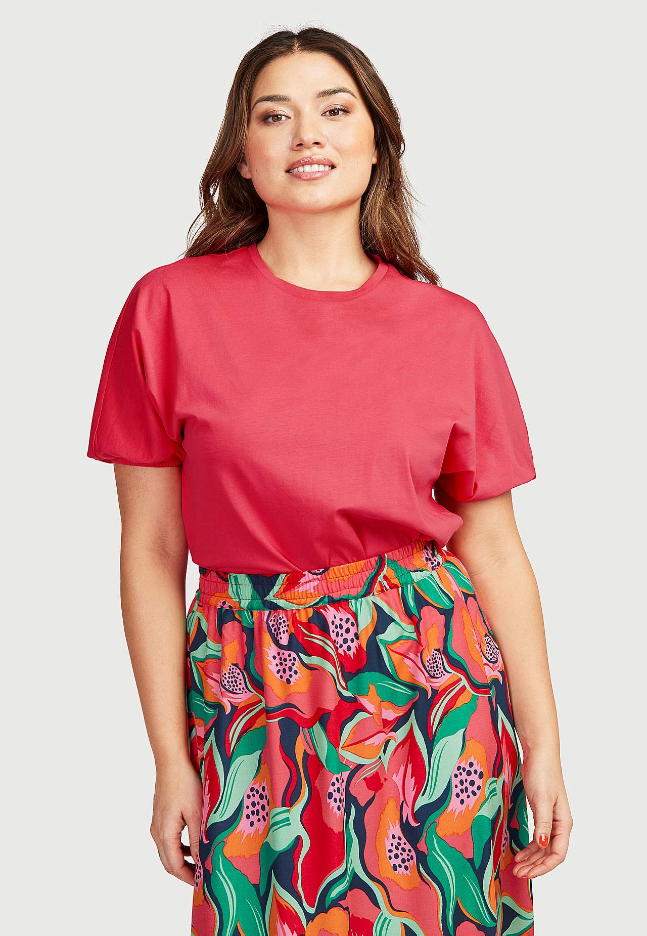 Ensfarvet jerseytop Hedvig