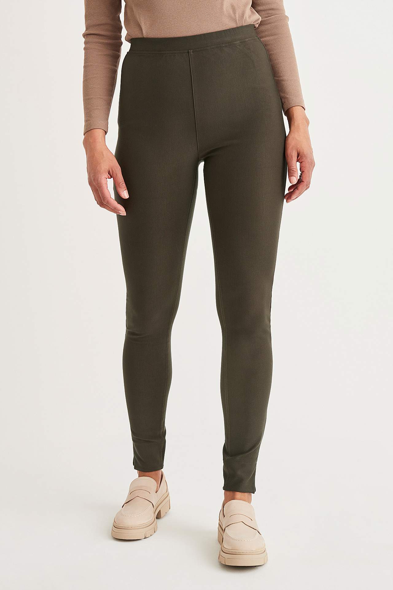 Leggings i jersey med stræktwill