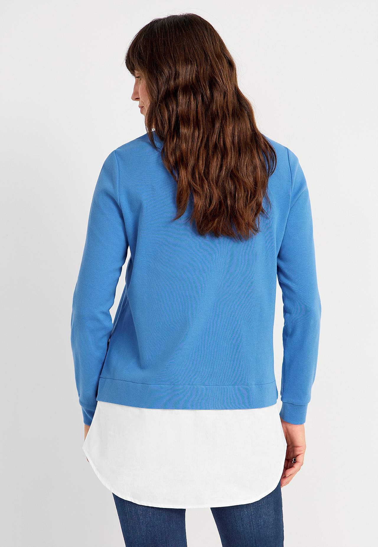 Jerseytop med syet skjorte krave