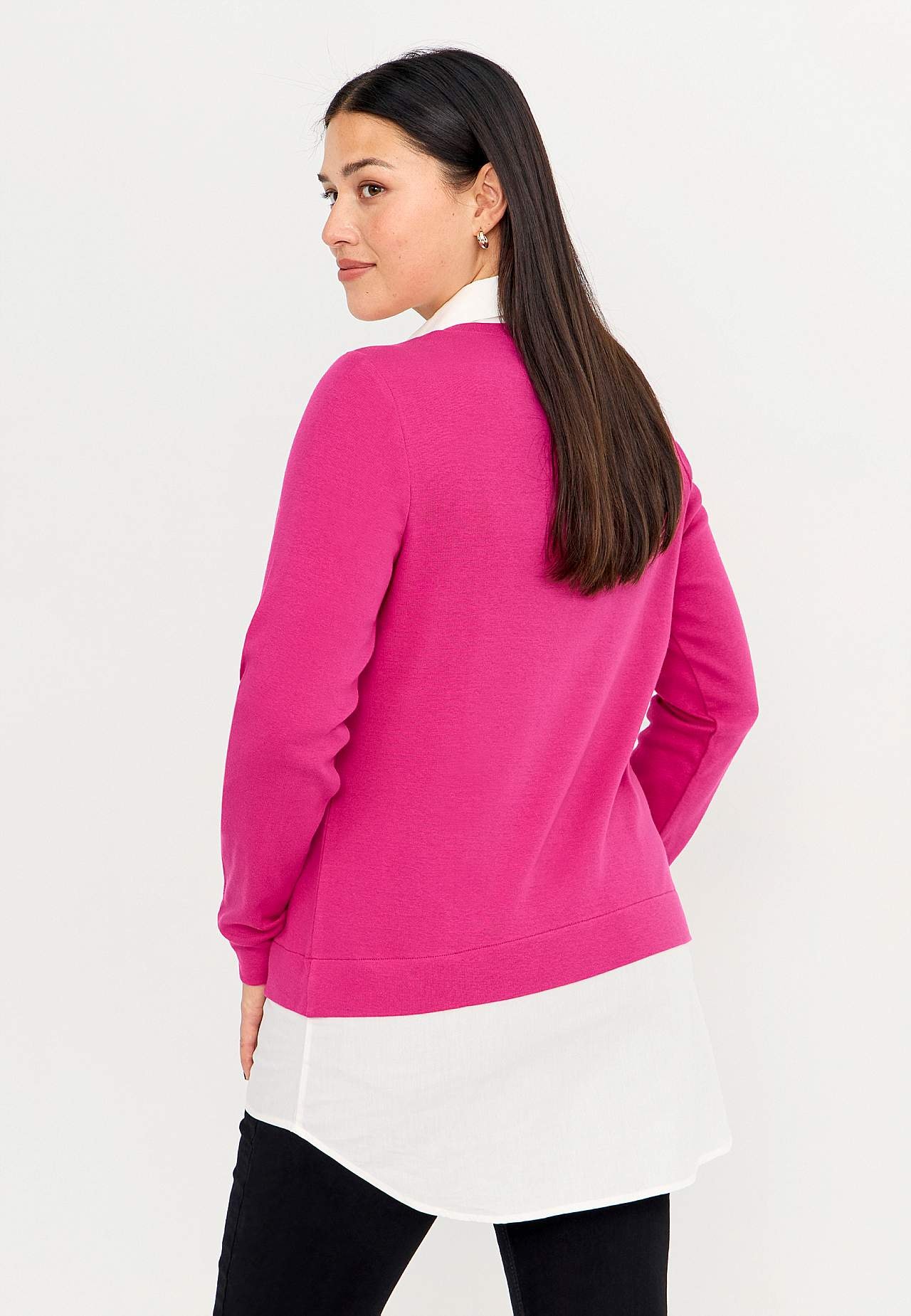 Jerseytop med syet skjorte krave