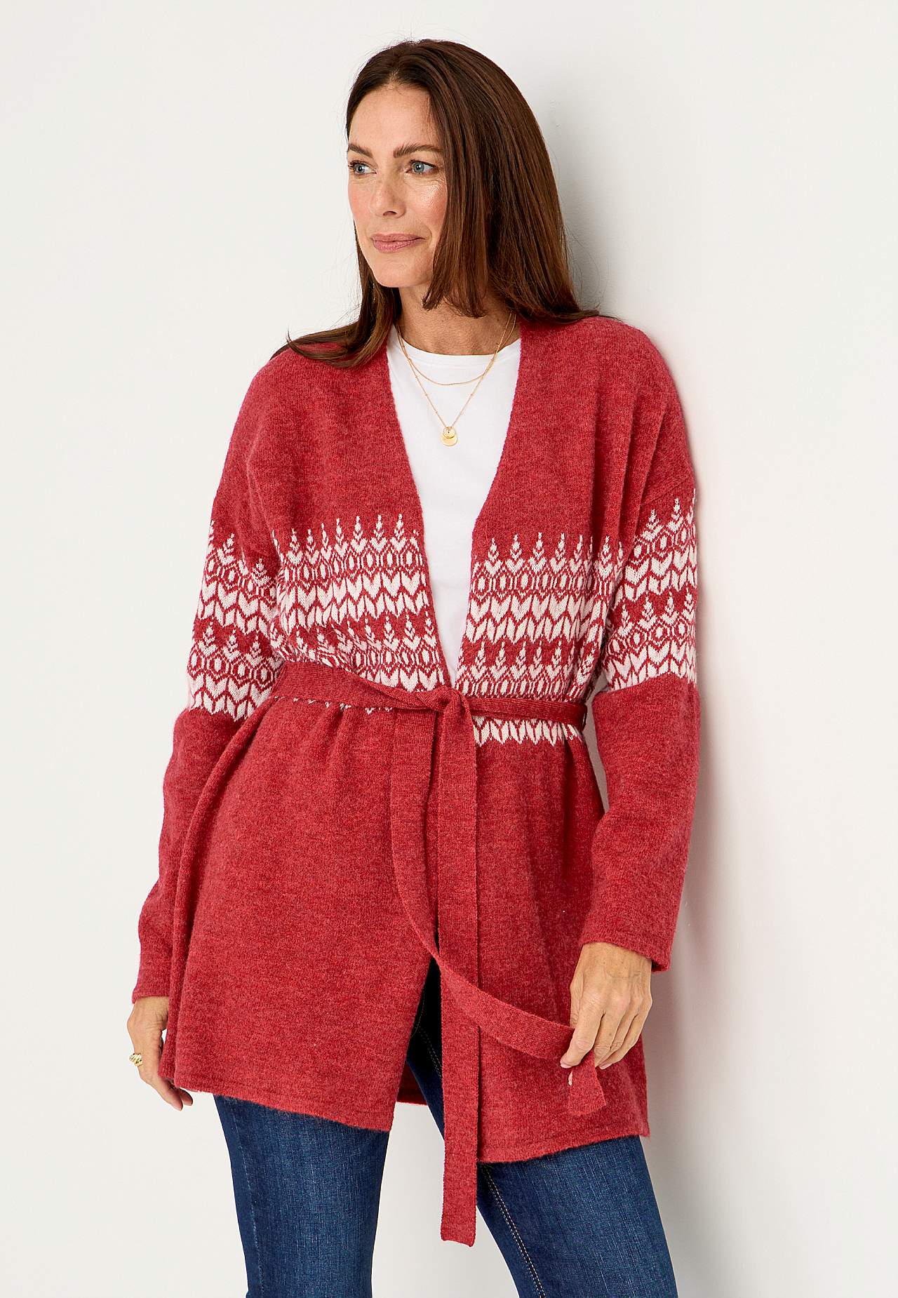 Jacquard-strikket cardigan Bonnie