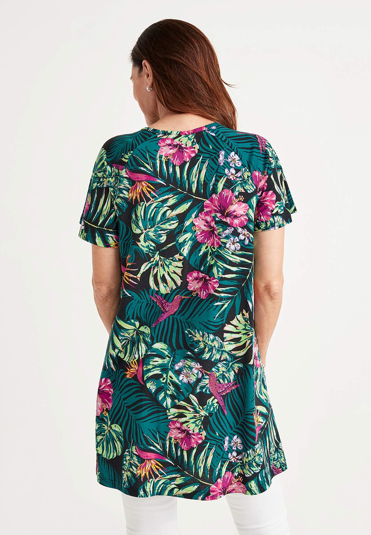 Jerseytunika med et blomstermønster