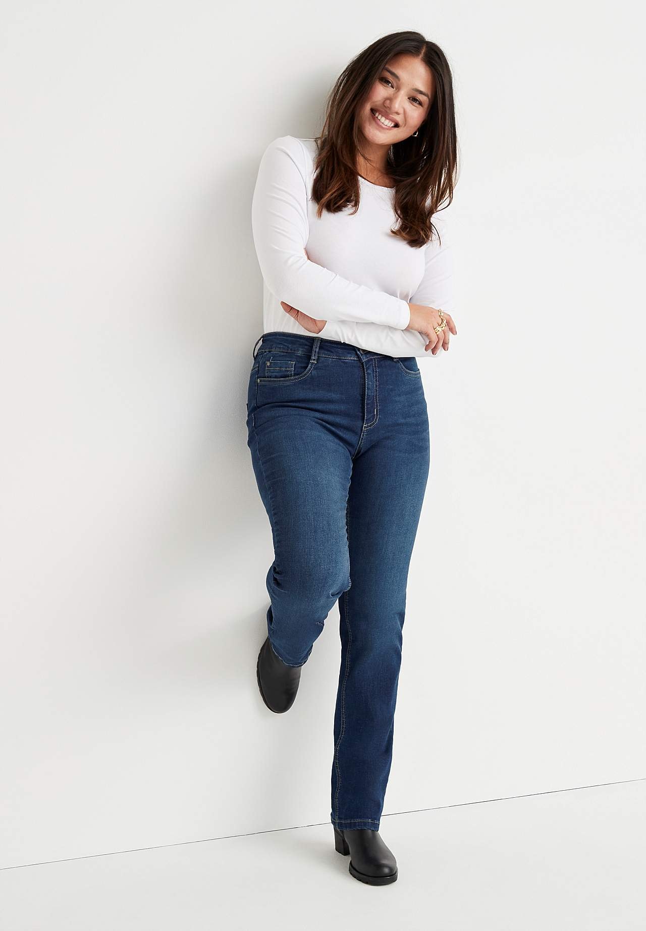 Stretchjeans med lige ben - tre længder