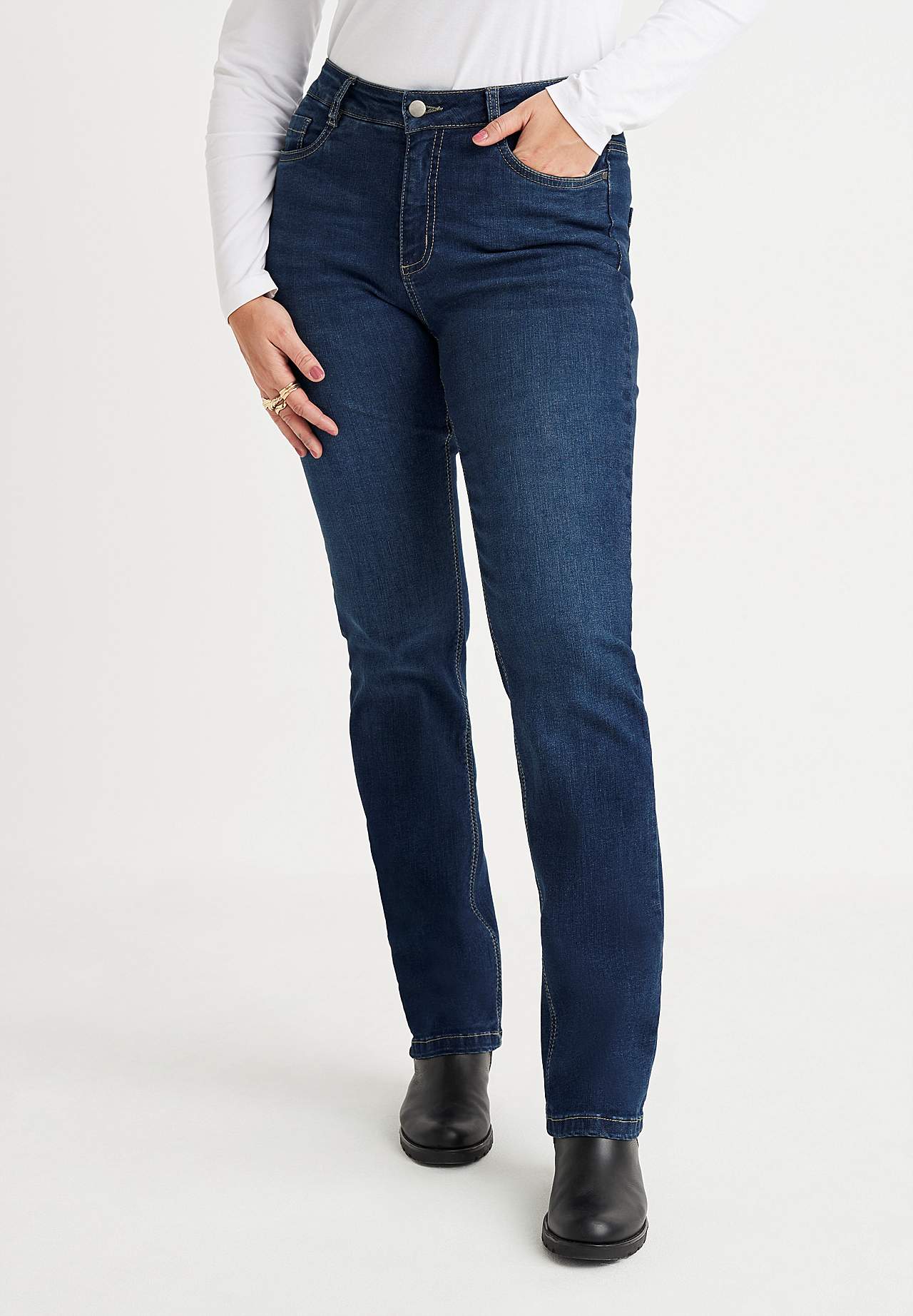 Stretchjeans med lige ben - tre længder