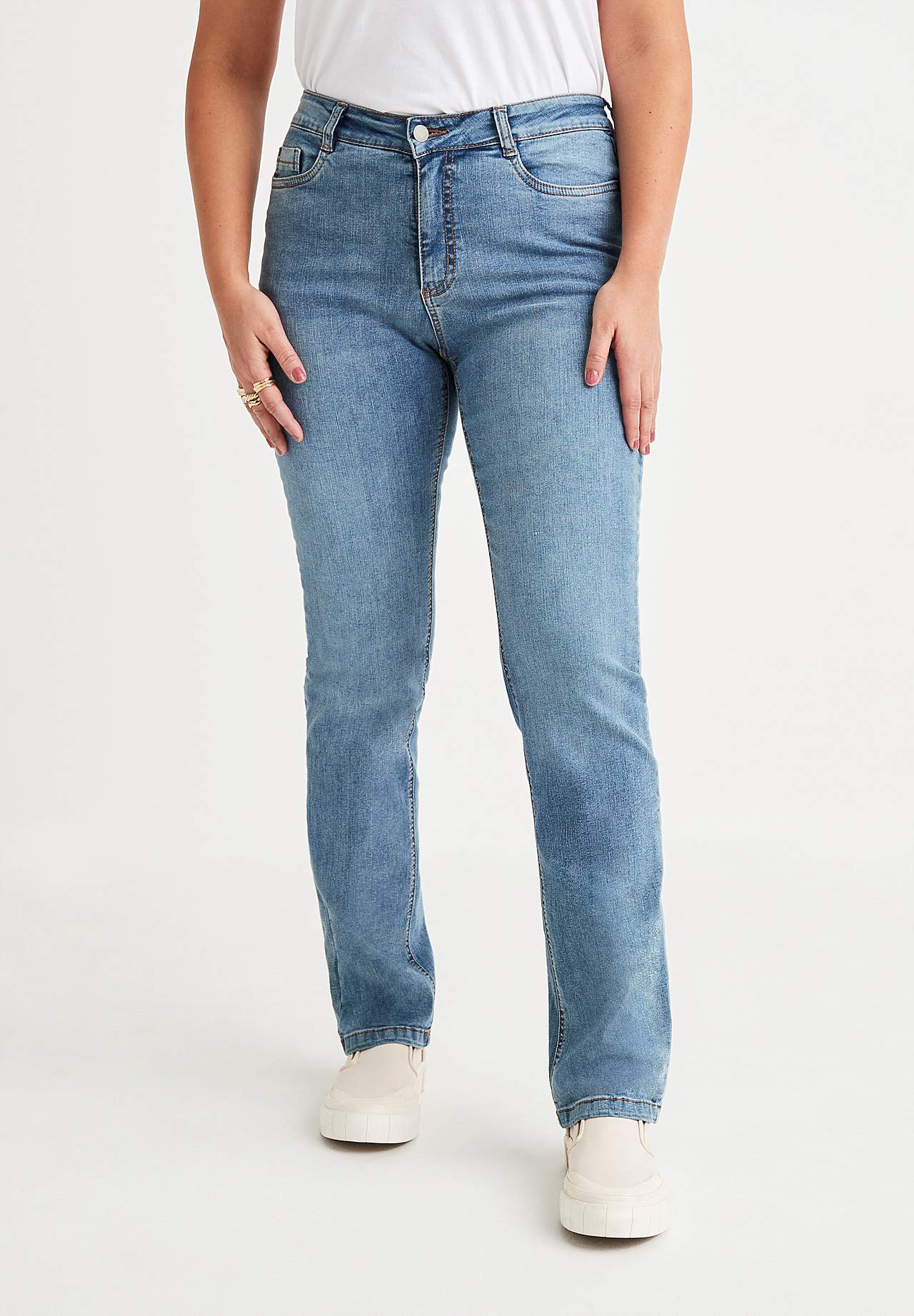 Stretchjeans med lige ben - tre længder