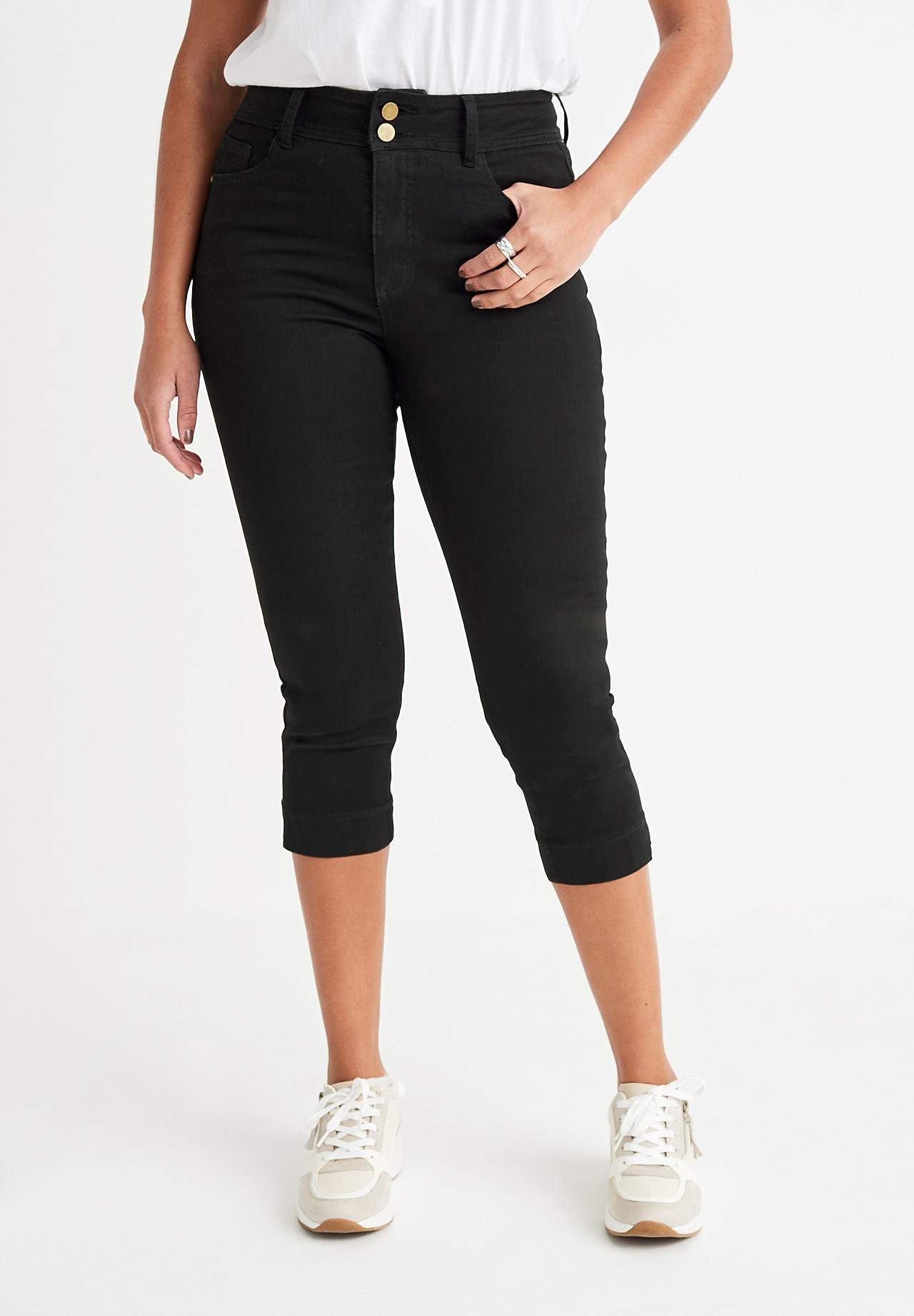 Elastiske crop jeans med shaping-effekt
