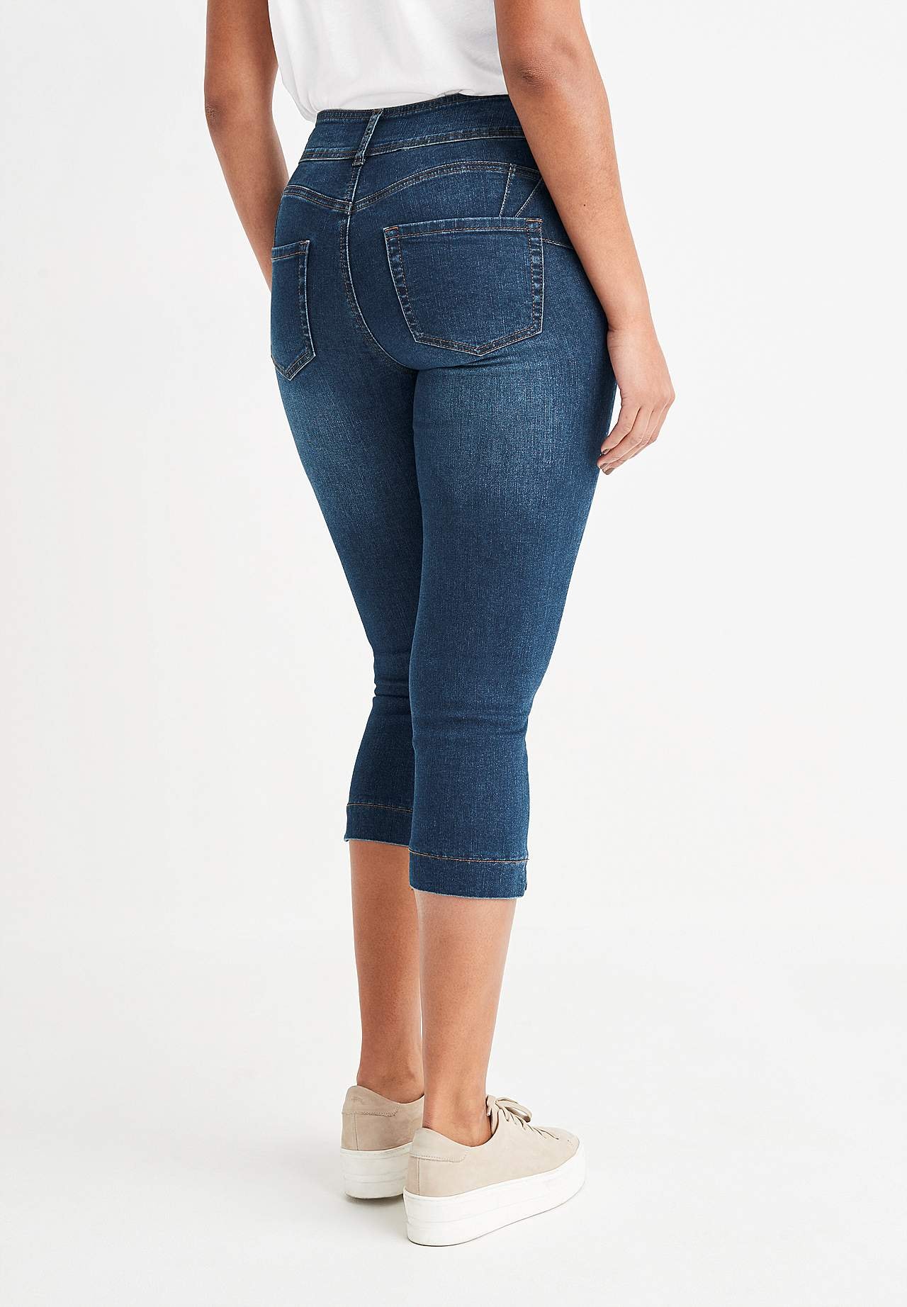 Elastiske crop jeans med shaping-effekt