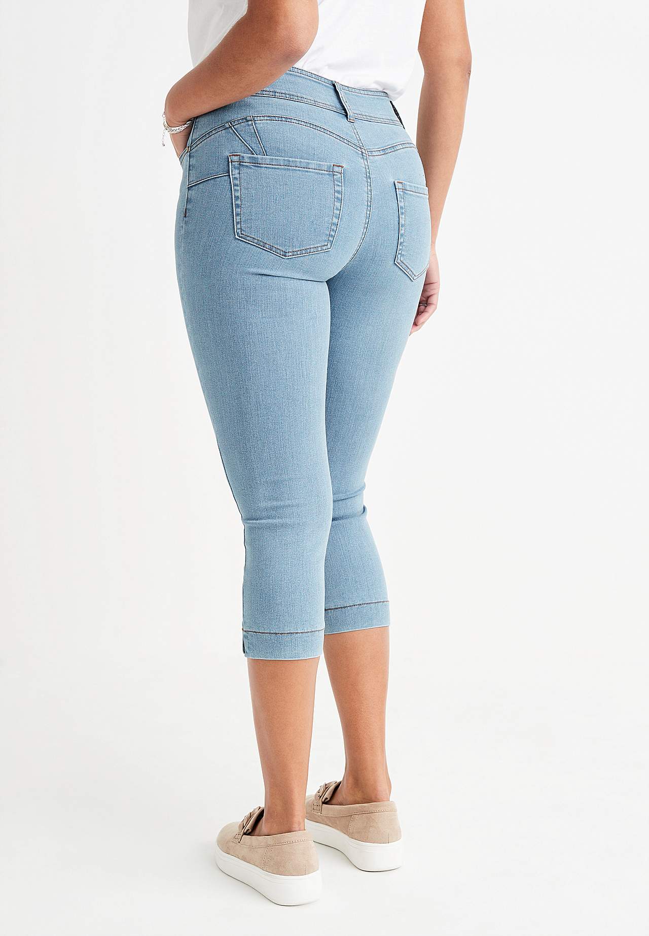 Elastiske crop jeans med shaping-effekt