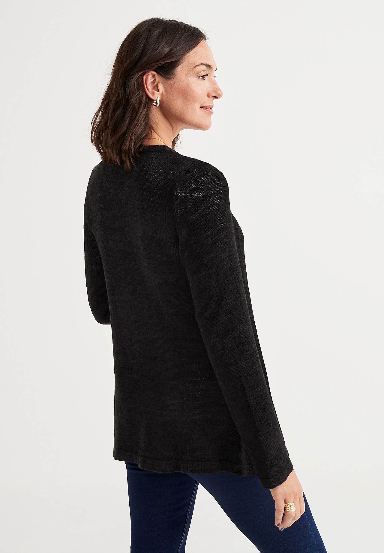 Strikket cardigan med åben front Marika