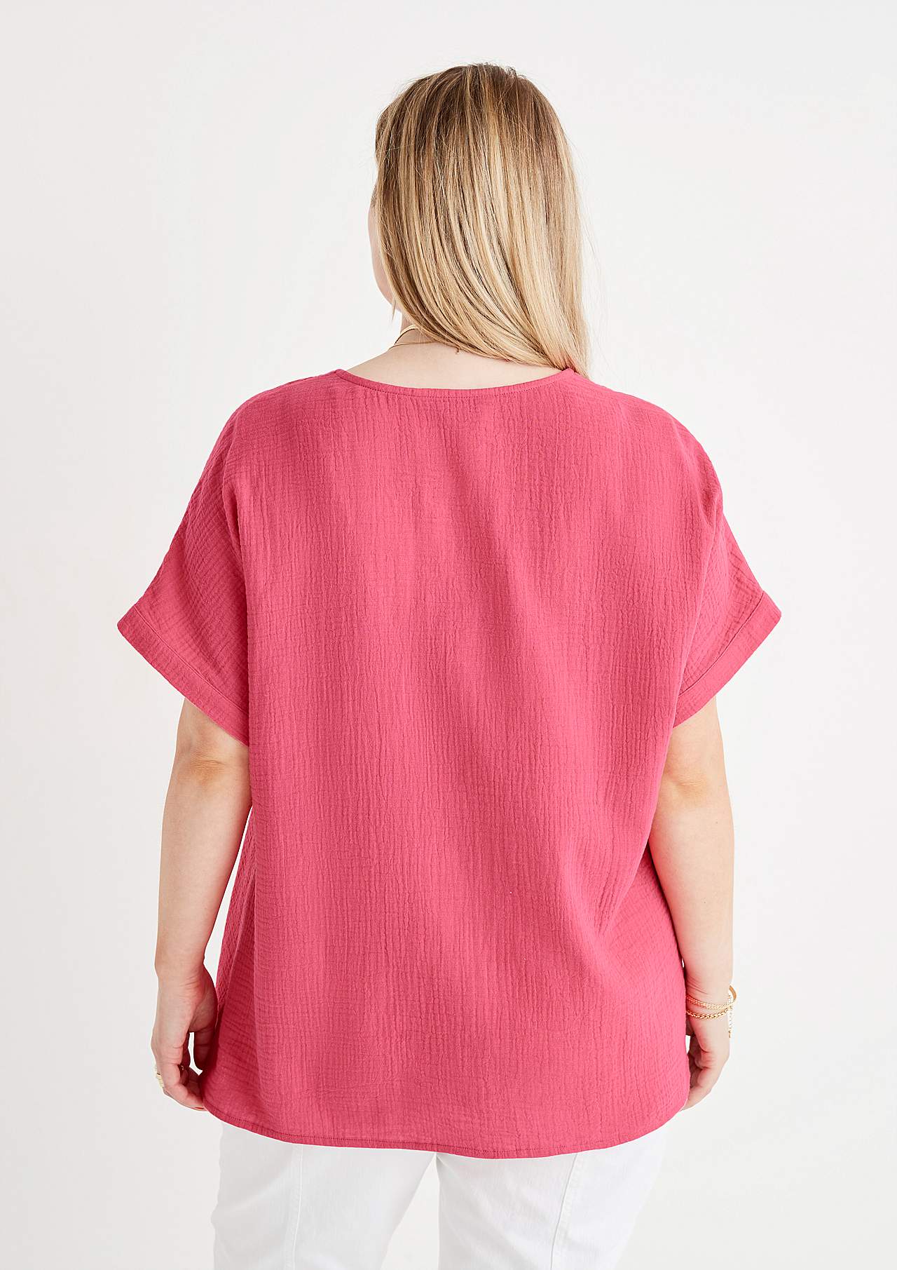 Gennemknappet bluse i bomuldsmusselin