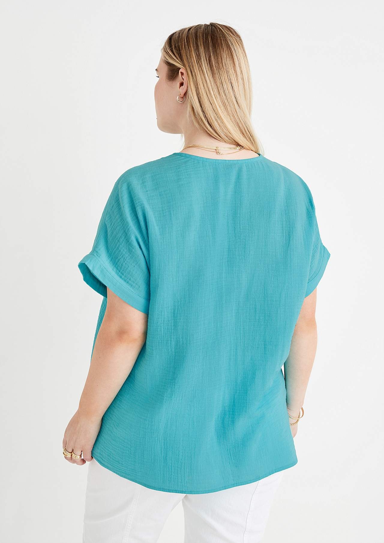 Gennemknappet bluse i bomuldsmusselin