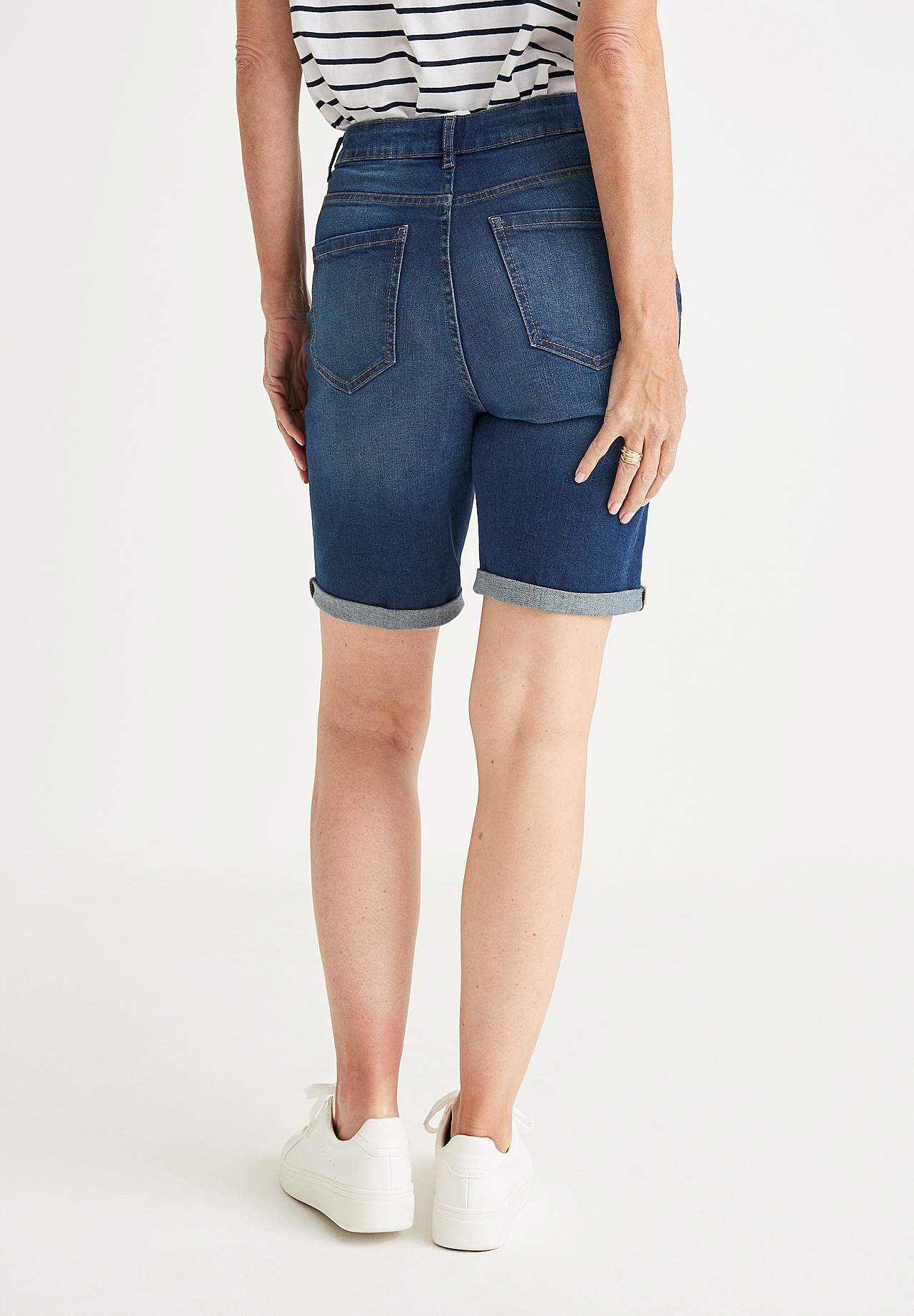 Denimshorts med komfortabelt stræk