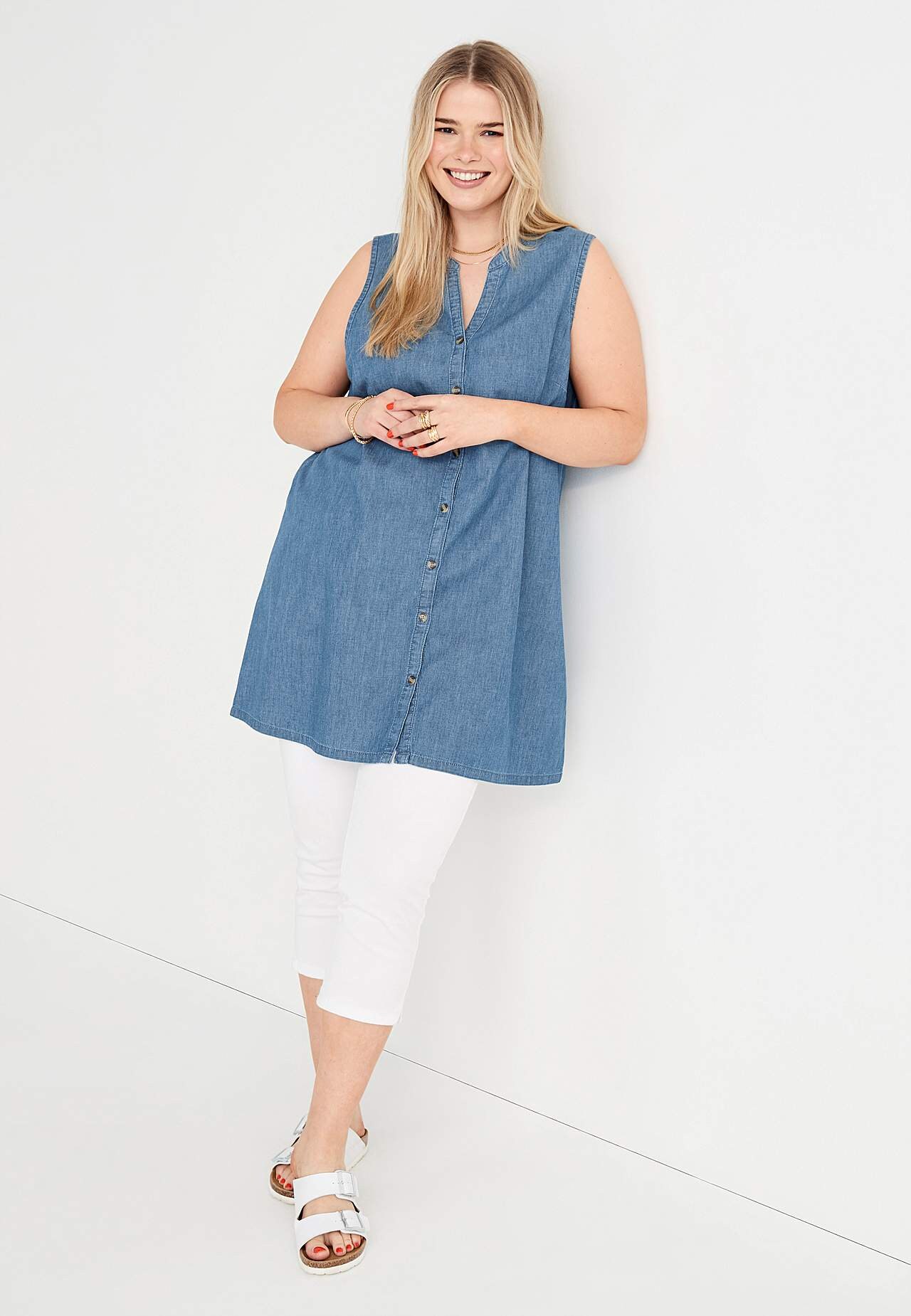 Ærmeløs denimtunika Elsy