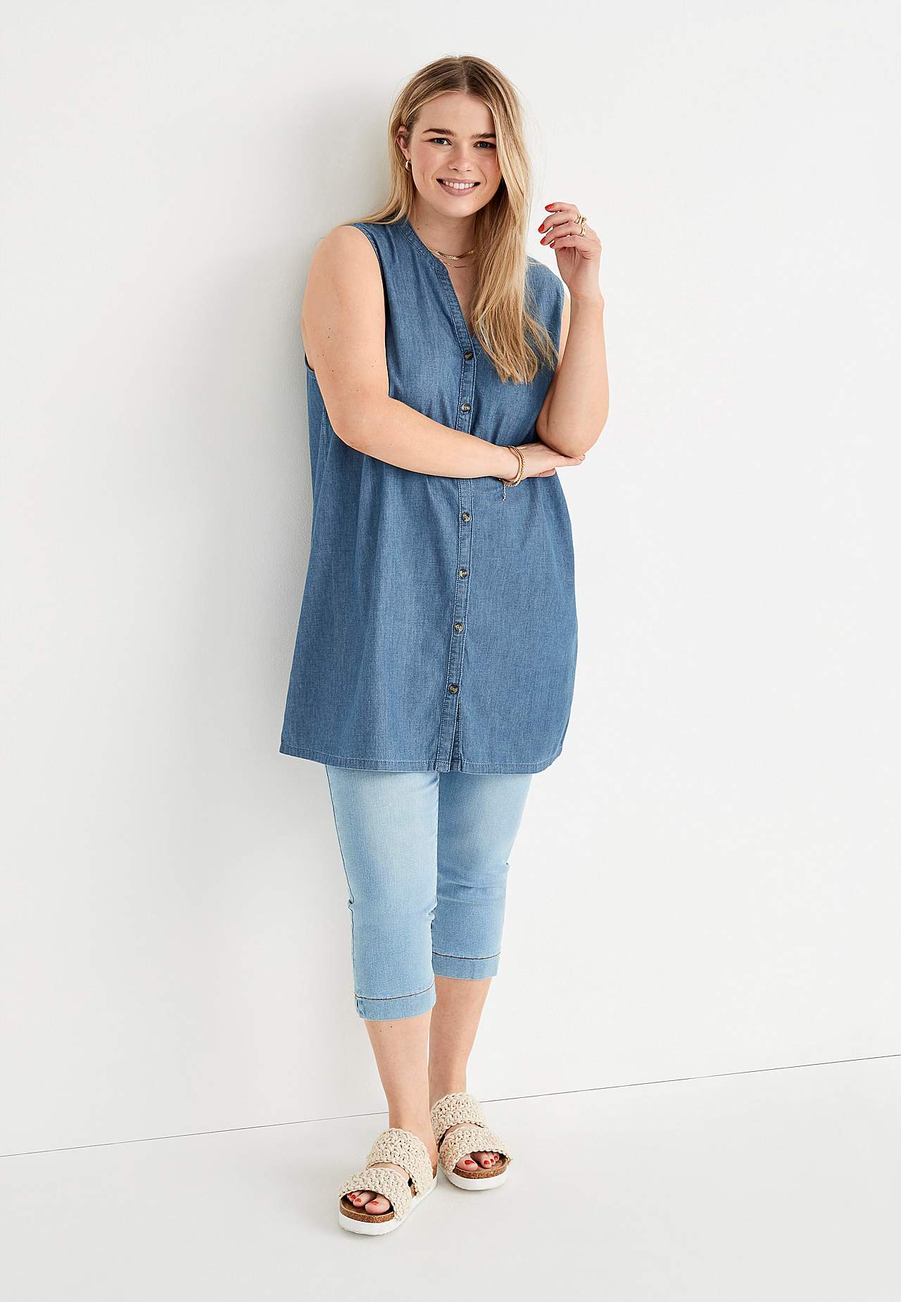 Ærmeløs denimtunika Elsy