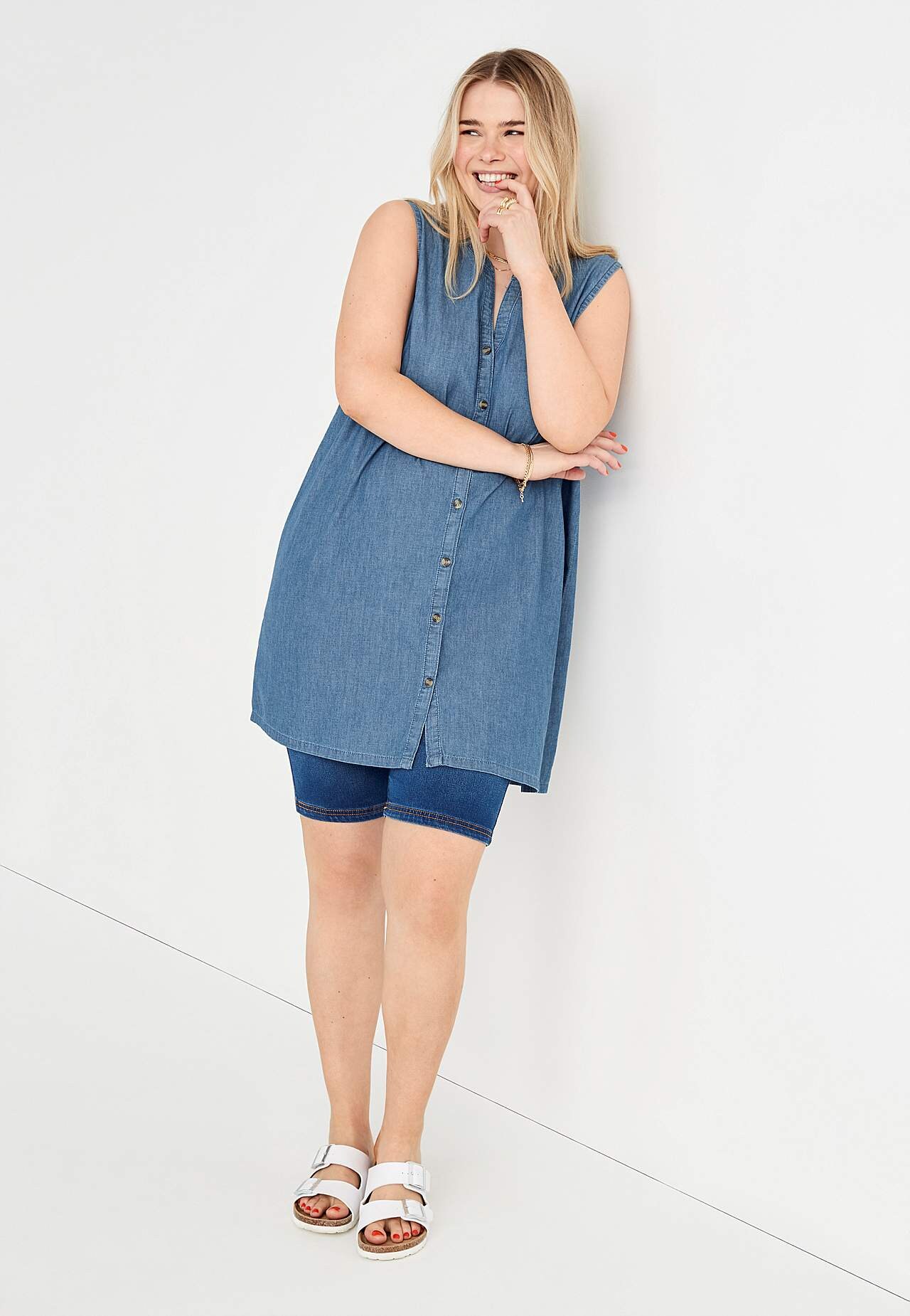 Ærmeløs denimtunika Elsy