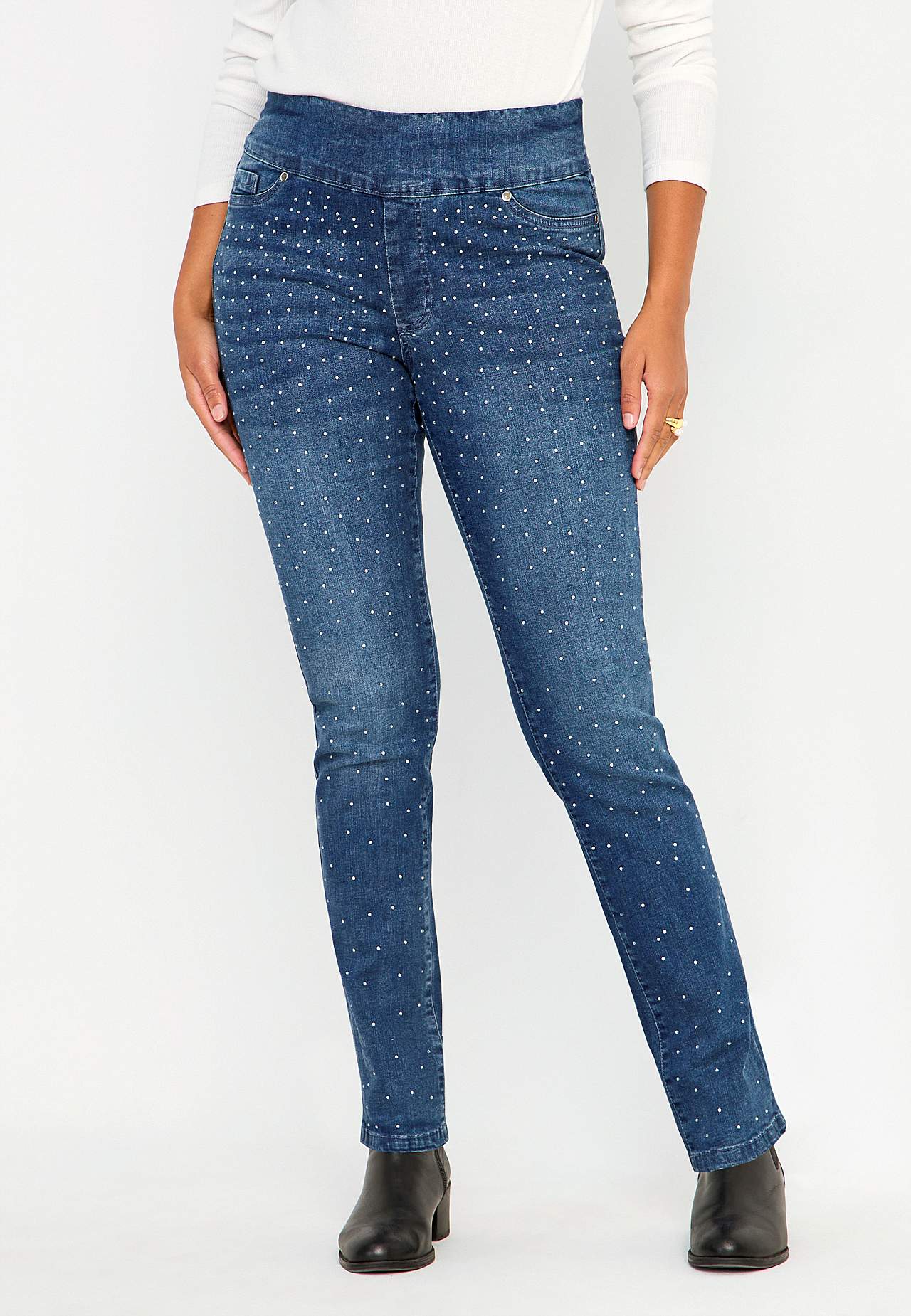 Elastisk jegging med rhinstensdetaljer