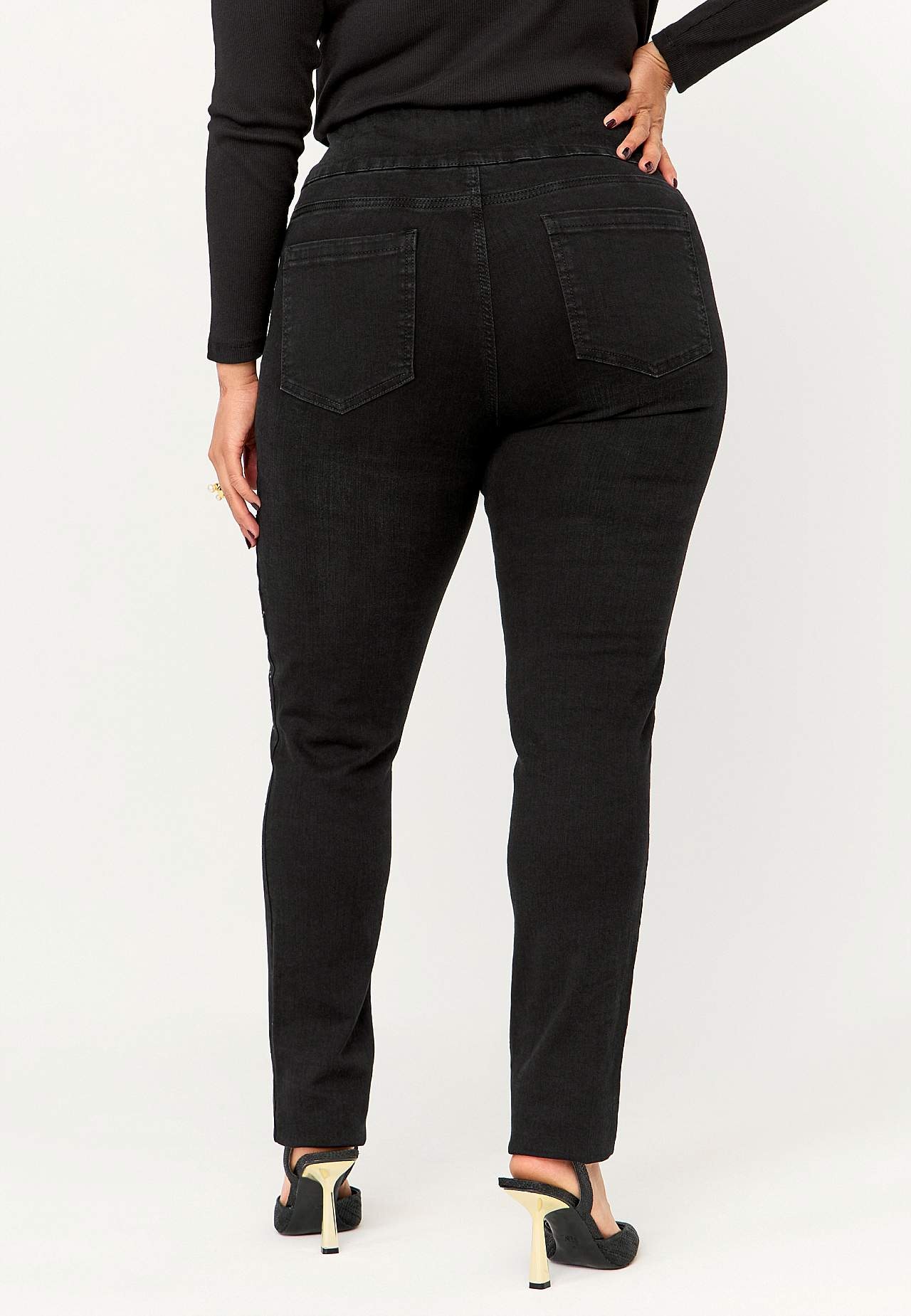 Elastisk jegging med rhinstensdetaljer