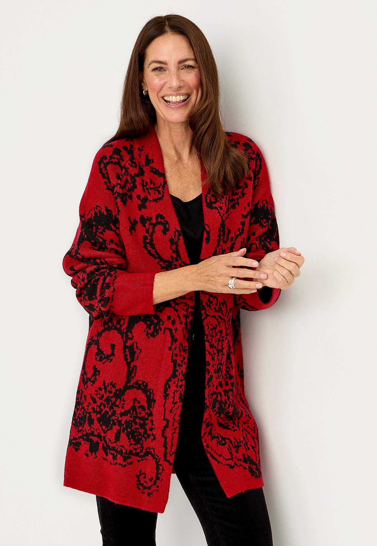 Jacquard-strikket cardigan
