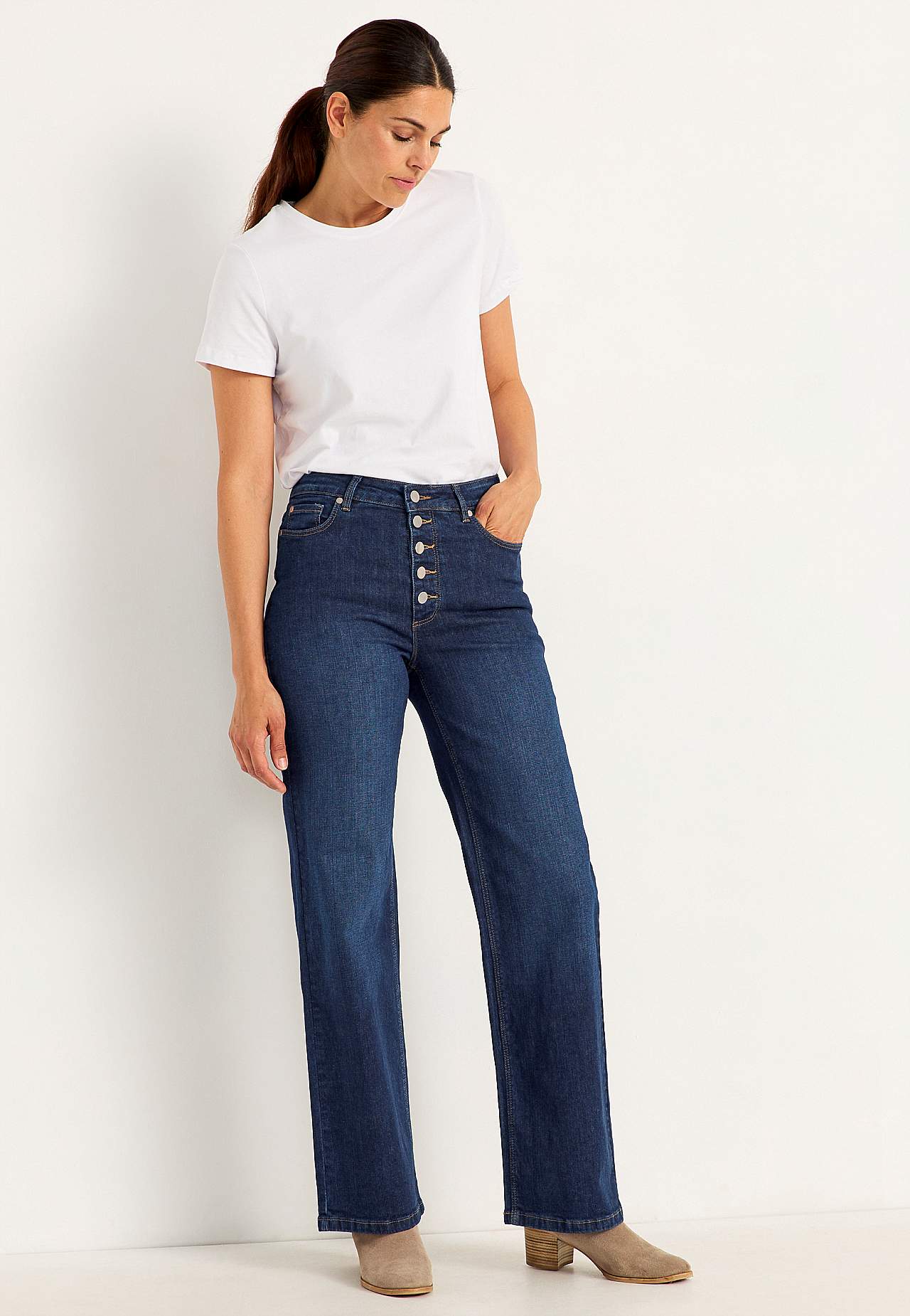 Stretchjeans med høj talje