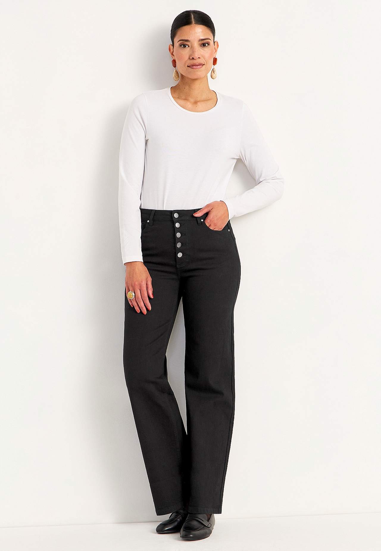 Stretchjeans med høj talje
