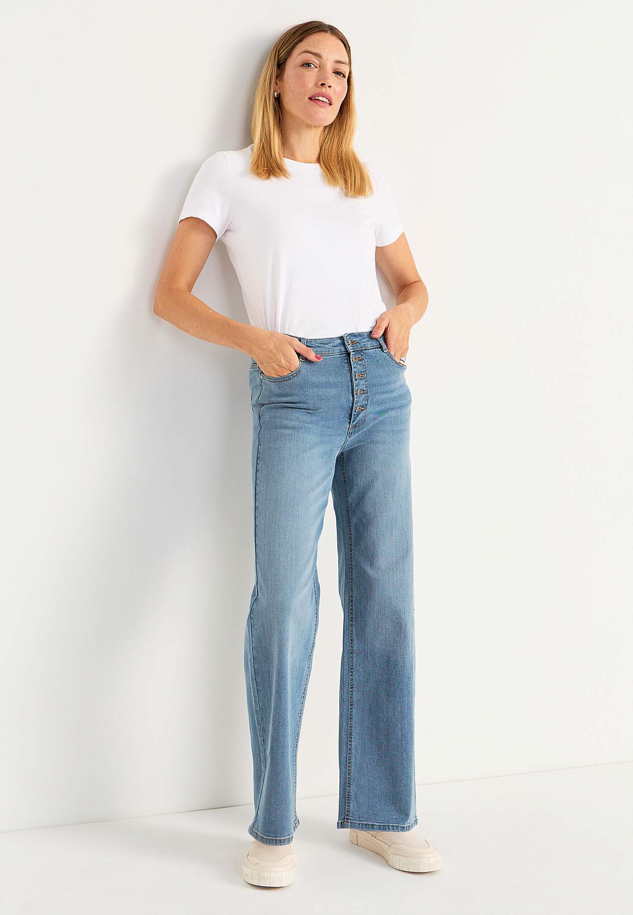 Stretchjeans med høj talje