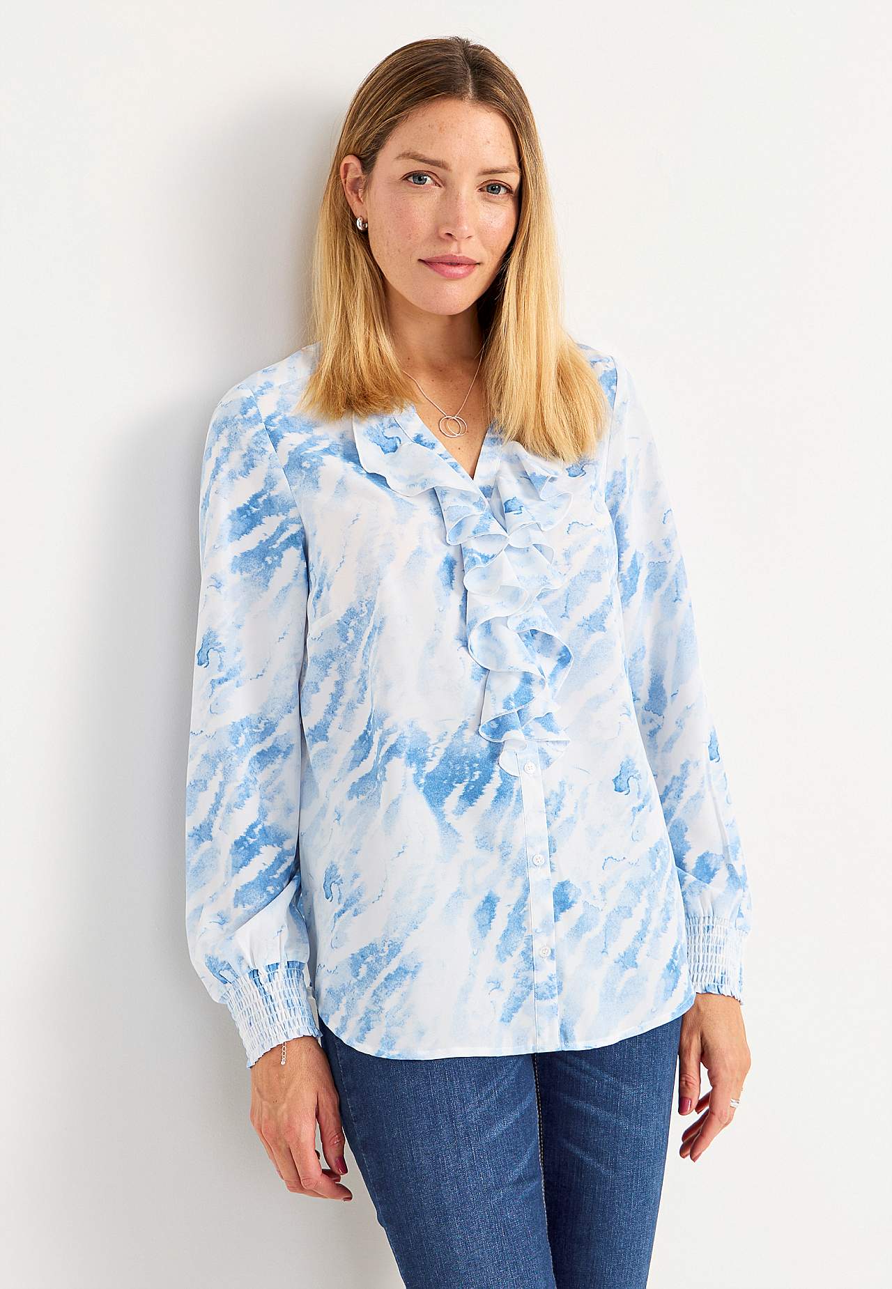 Bluse med volant Alva