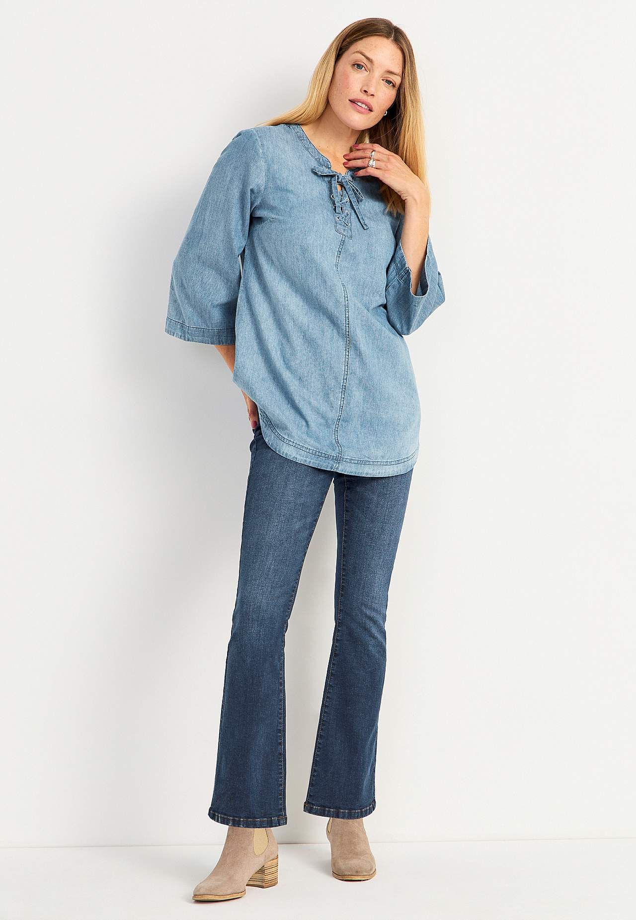 Denimtunika med snøring