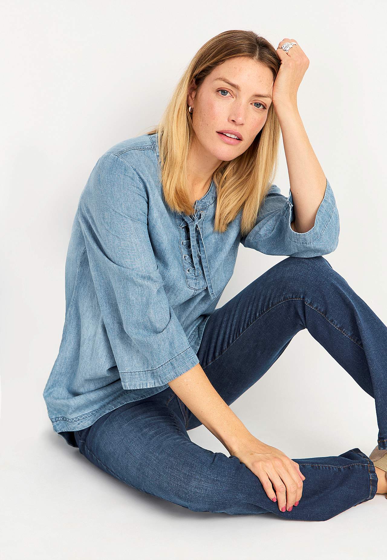 Denimtunika med snøring