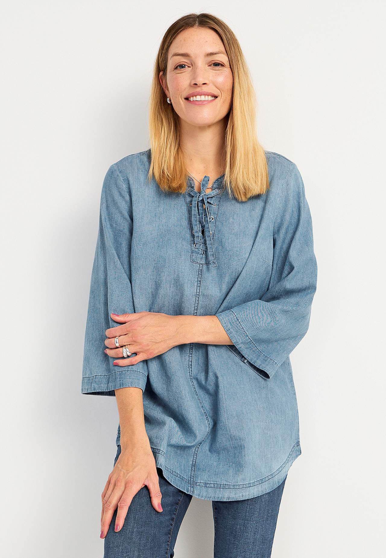 Denimtunika med snøring