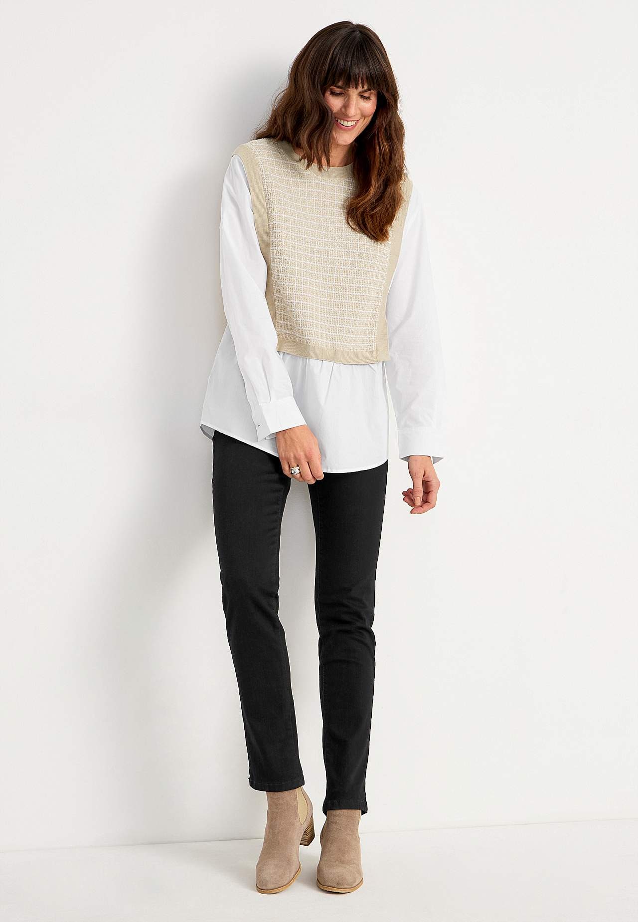 Skjorte med syet pullover