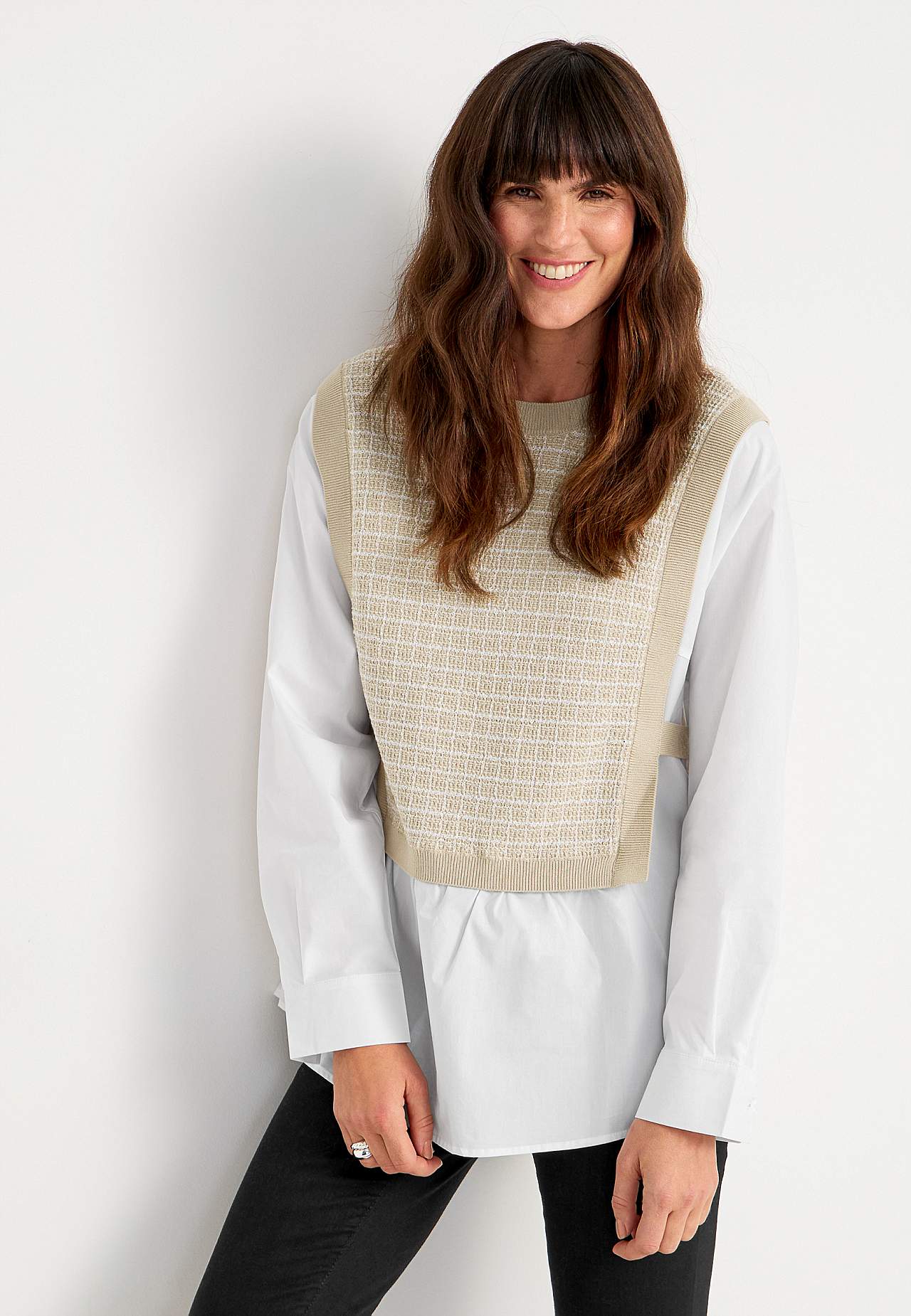 Skjorte med syet pullover