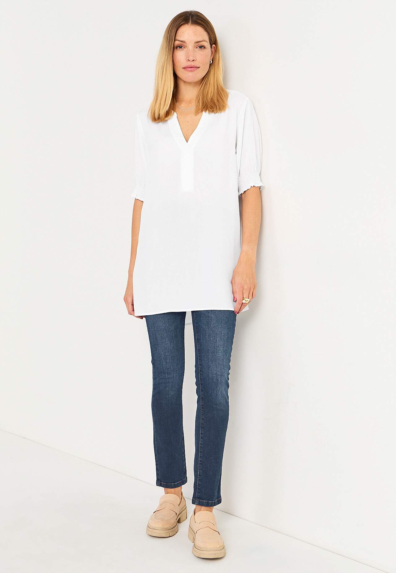 Smalle jeans med høj talje - tre længder