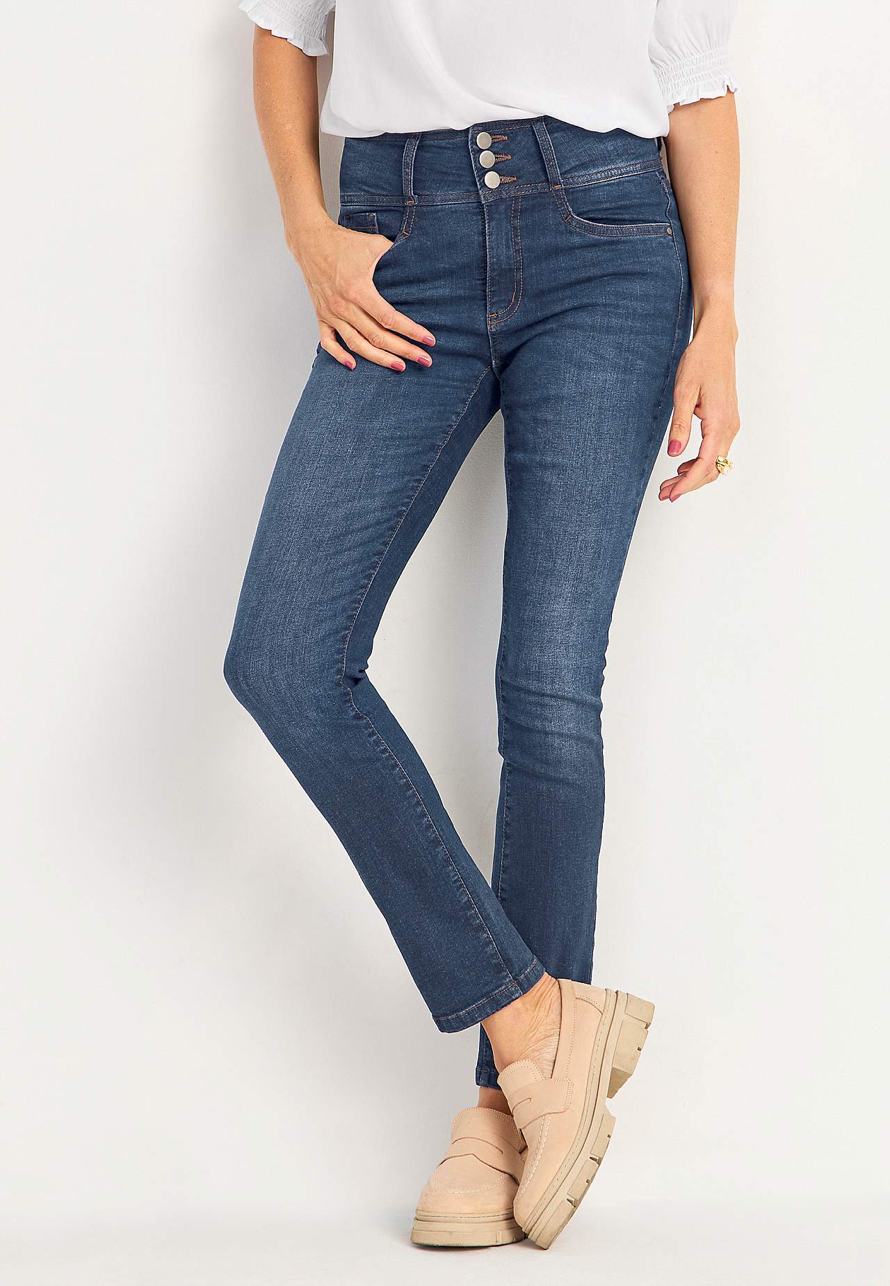 Smalle jeans med høj talje - tre længder