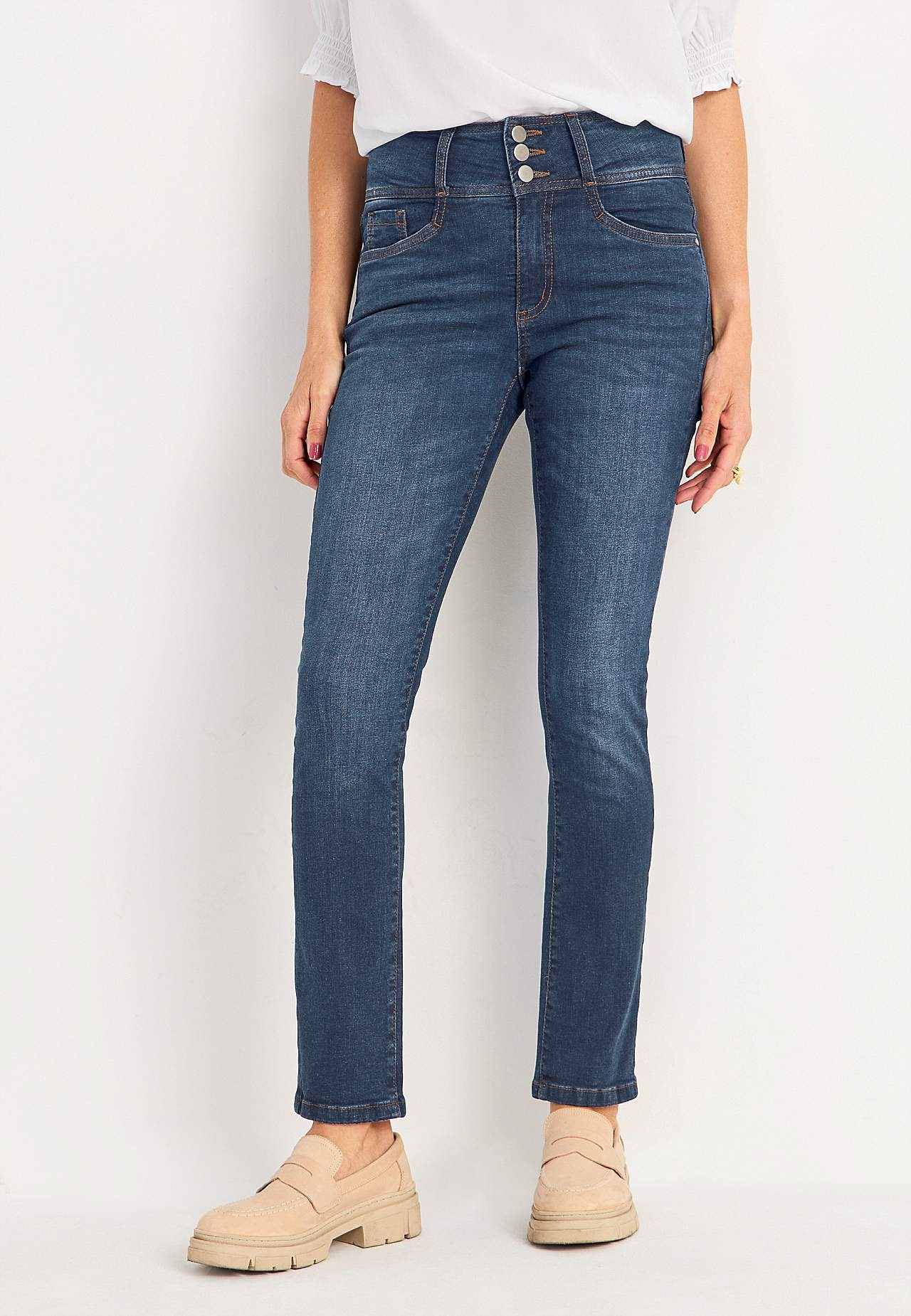 Smalle jeans med høj talje - tre længder