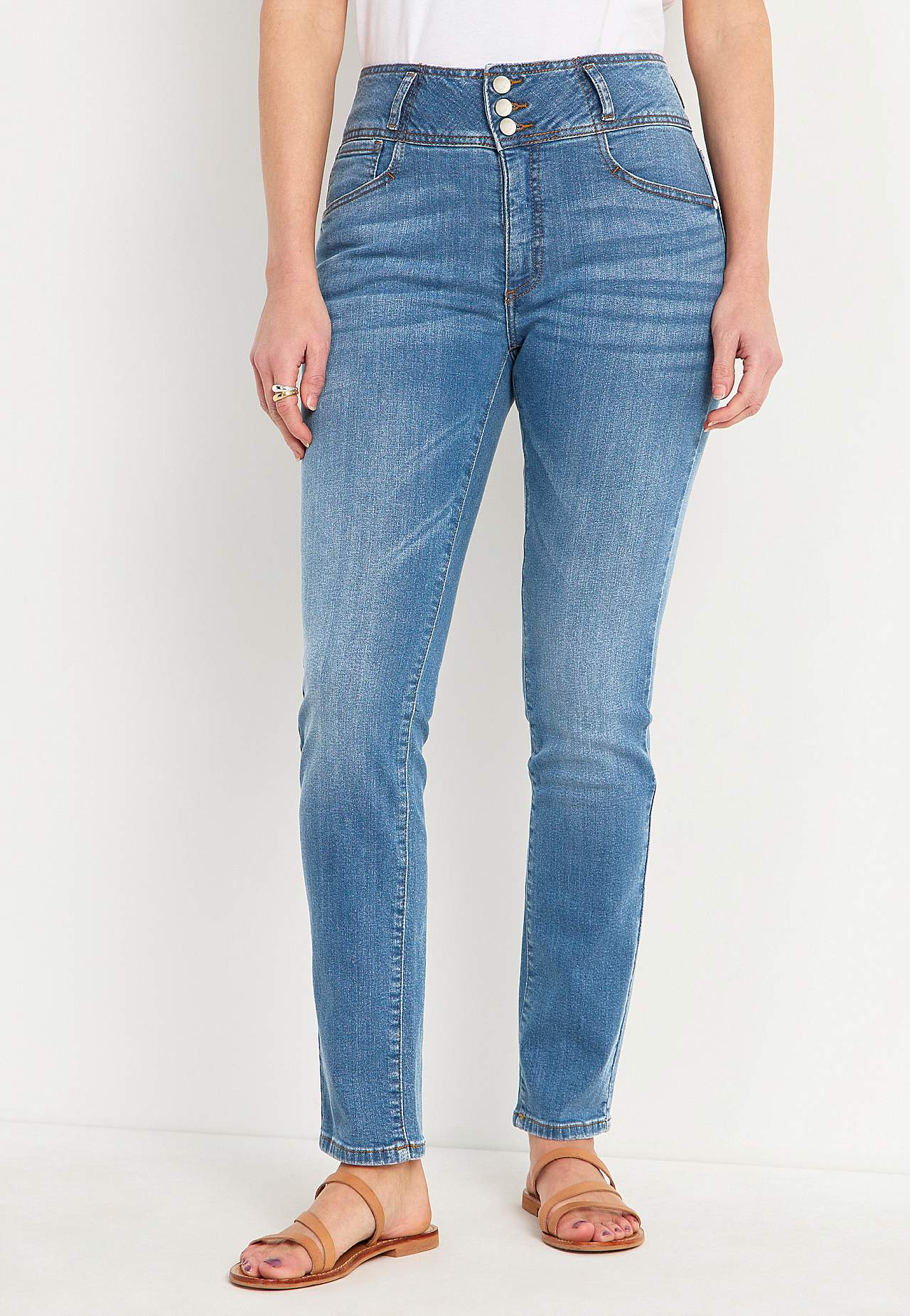Smalle jeans med høj talje - tre længder