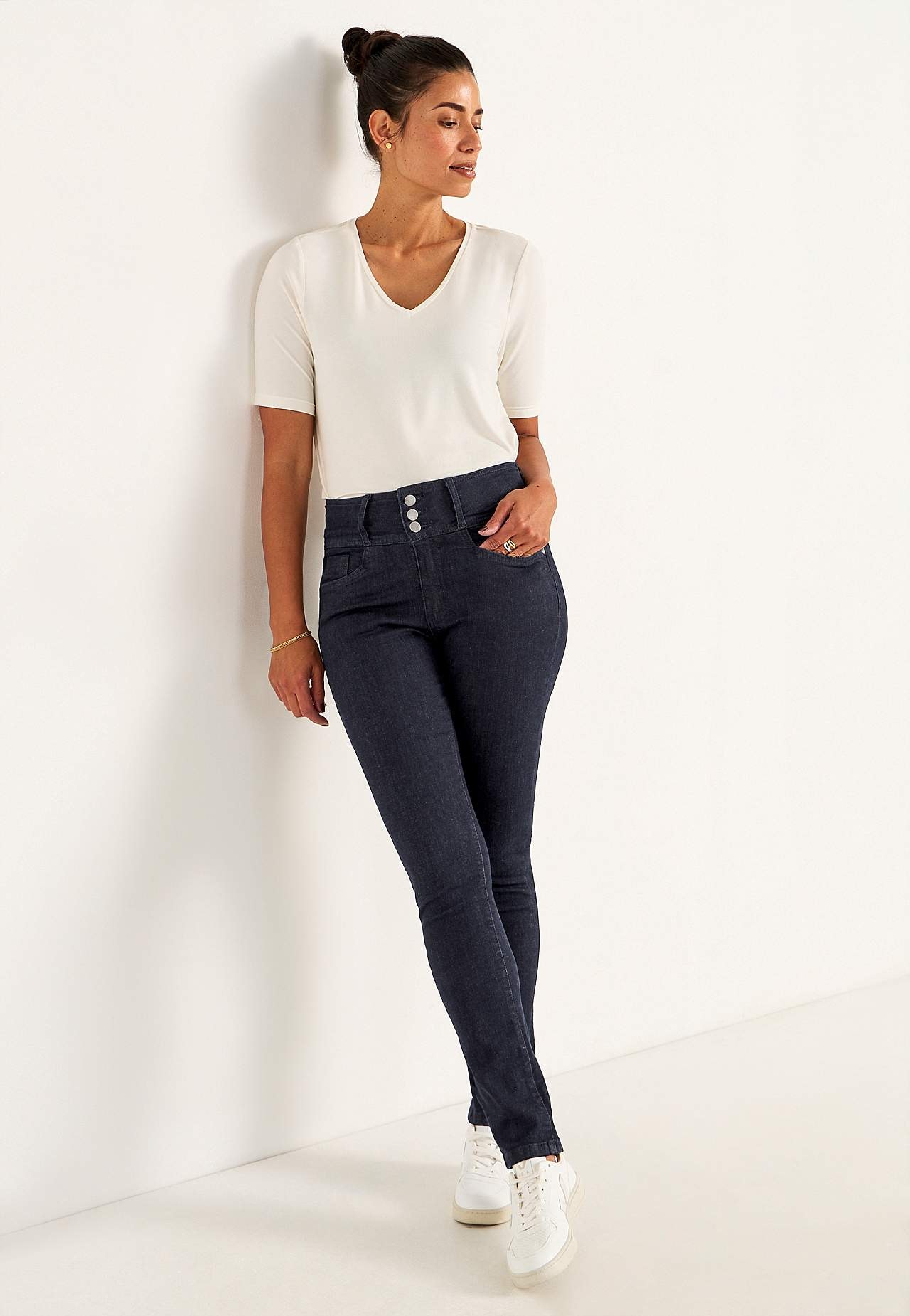 Smalle jeans med høj talje - tre længder