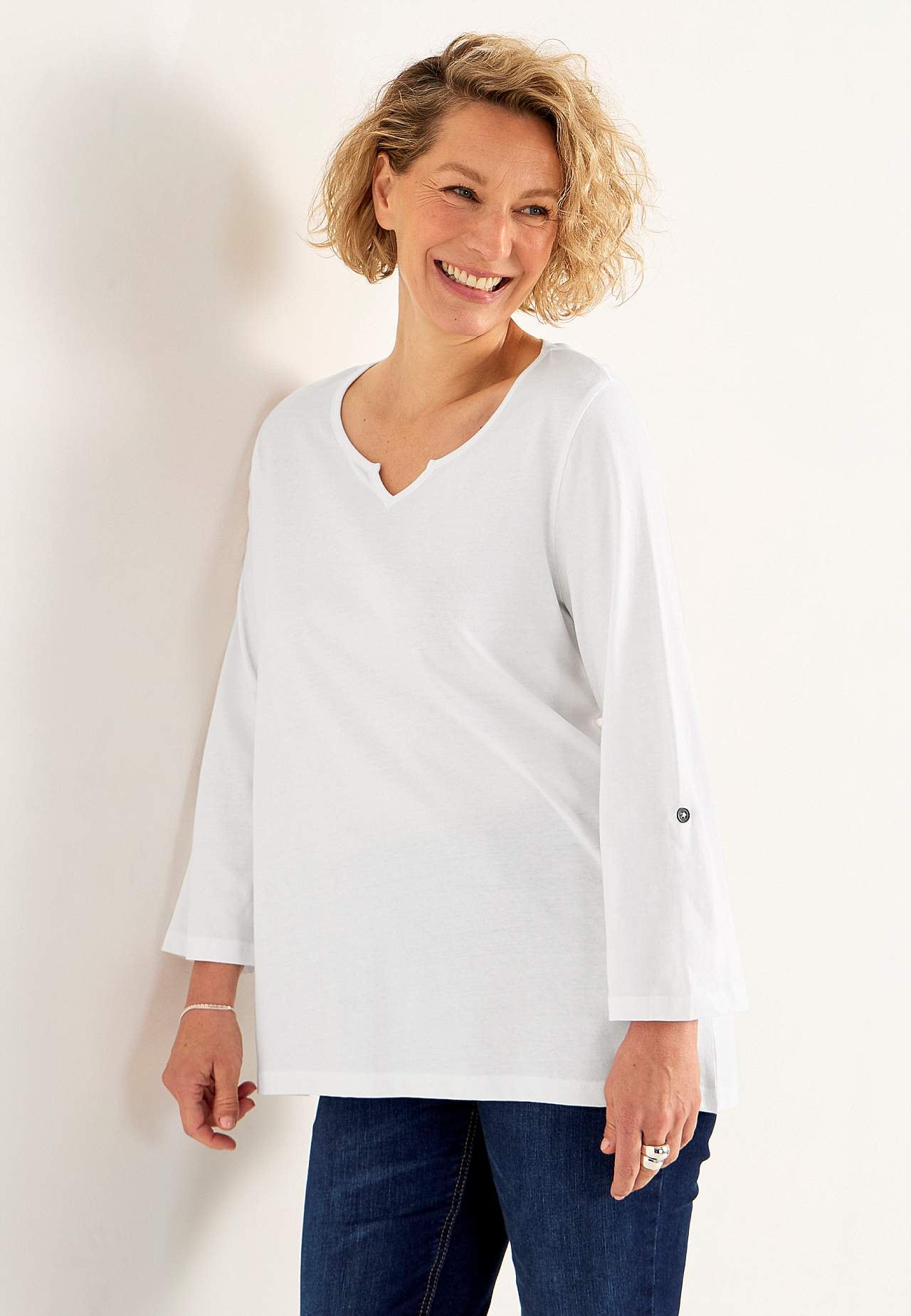 Jerseytop med 3/4 lange ærmer