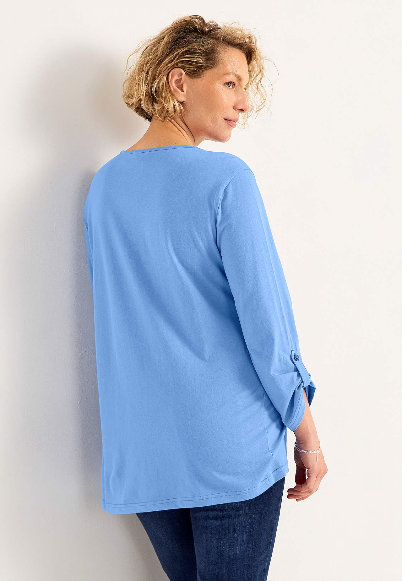 Jerseytop med 3/4 lange ærmer