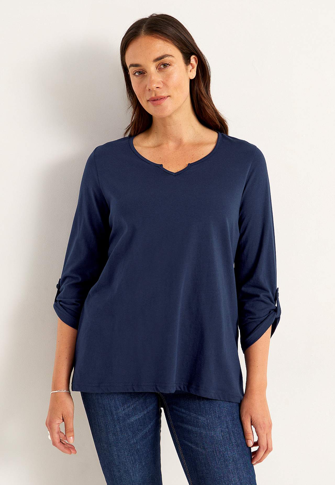 Jerseytop med 3/4 lange ærmer