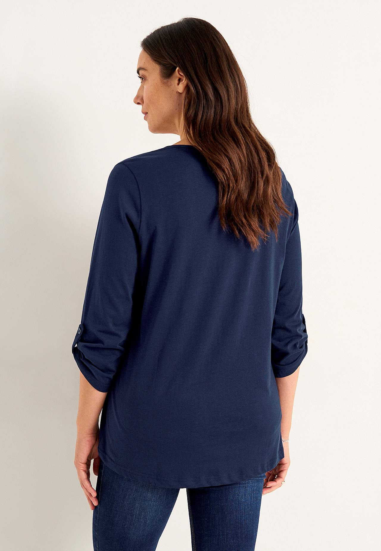 Jerseytop med 3/4 lange ærmer