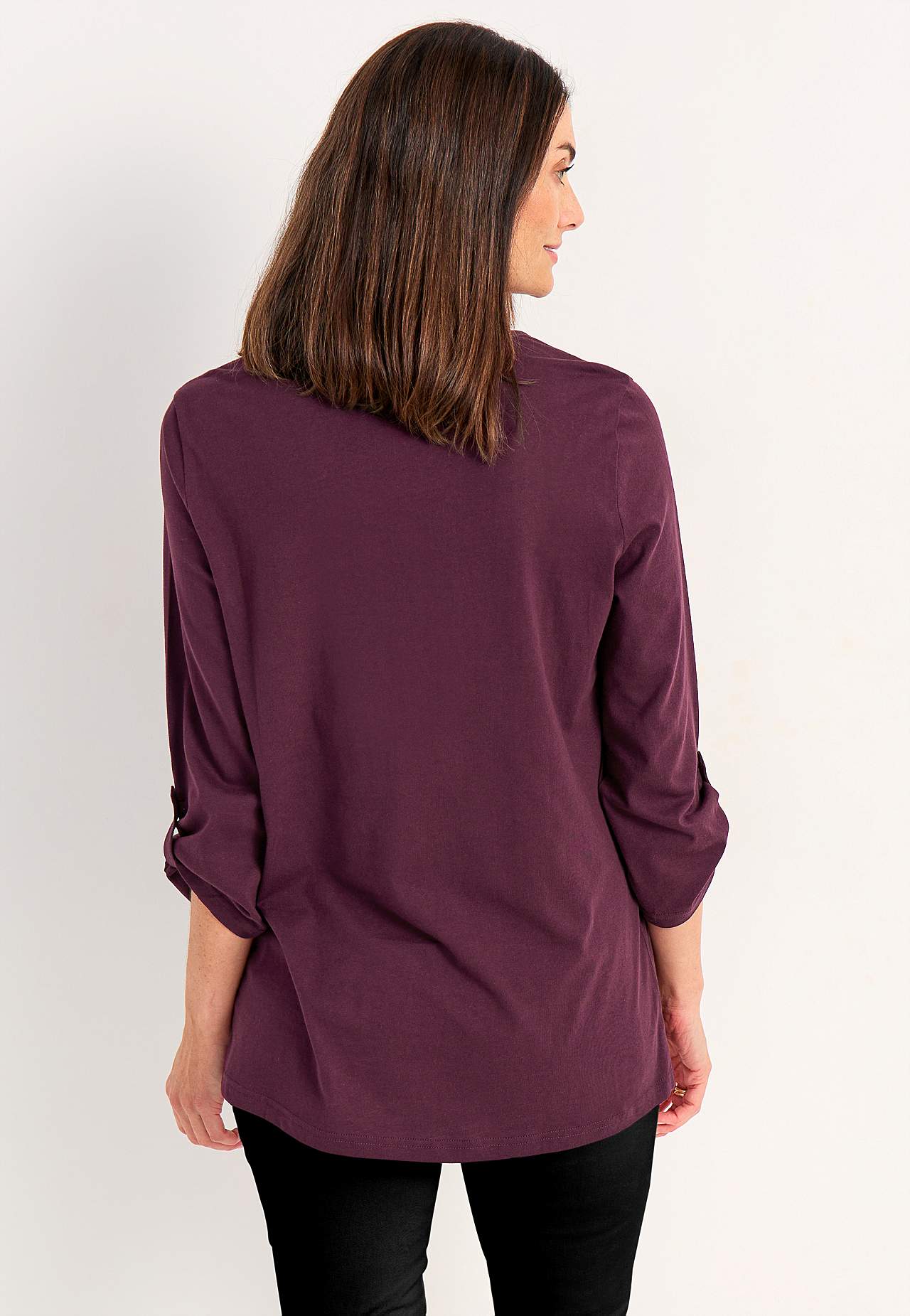 Jerseytop med 3/4 lange ærmer