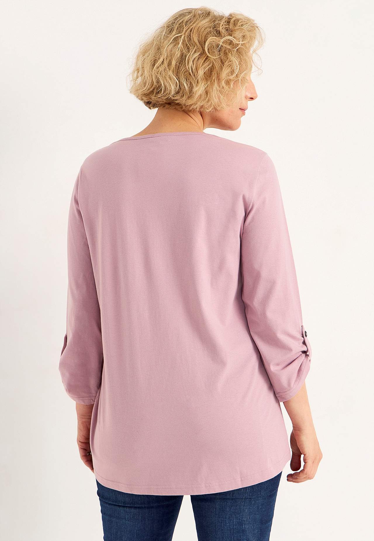Jerseytop med 3/4 lange ærmer