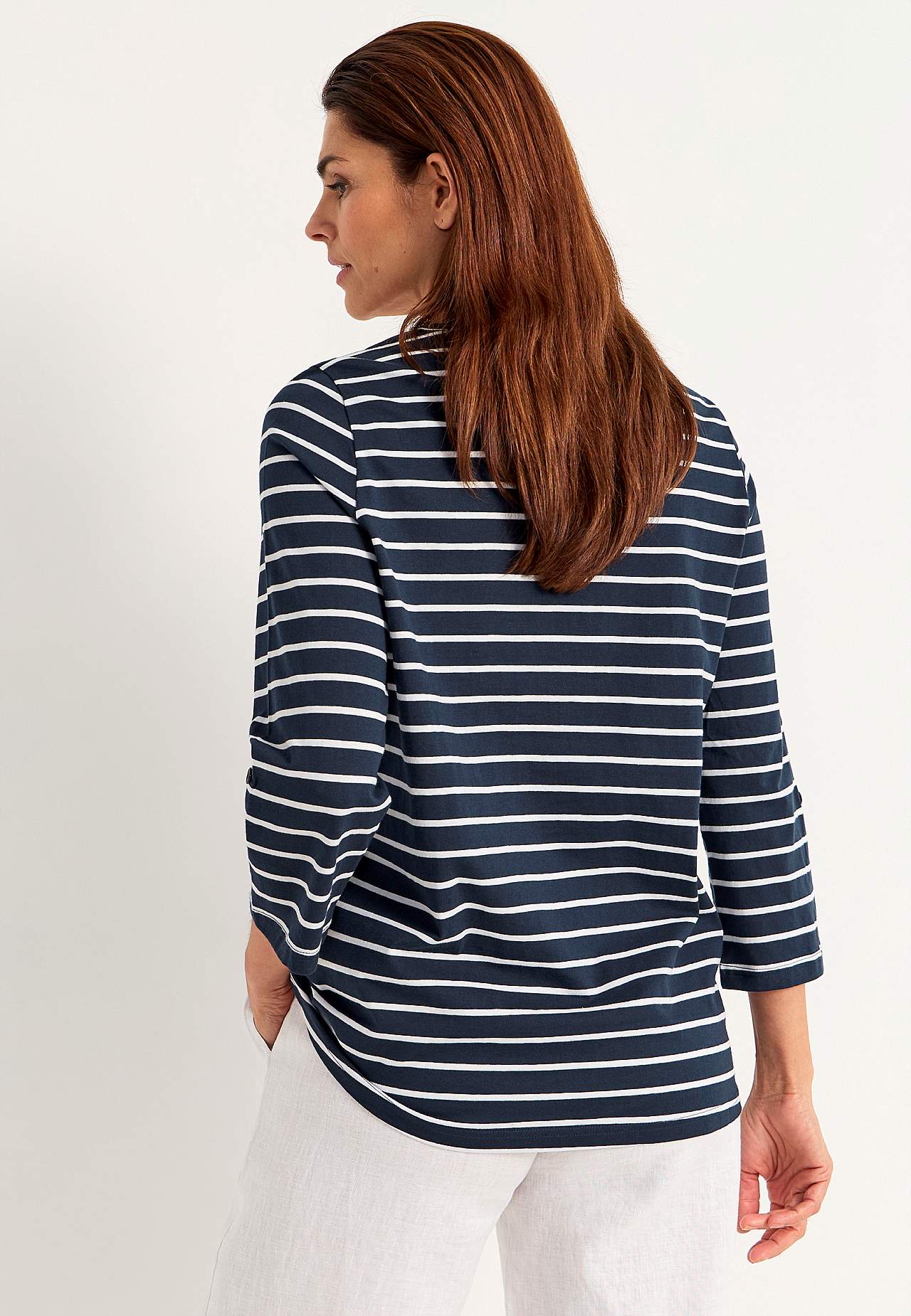 Jerseytop med 3/4 lange ærmer