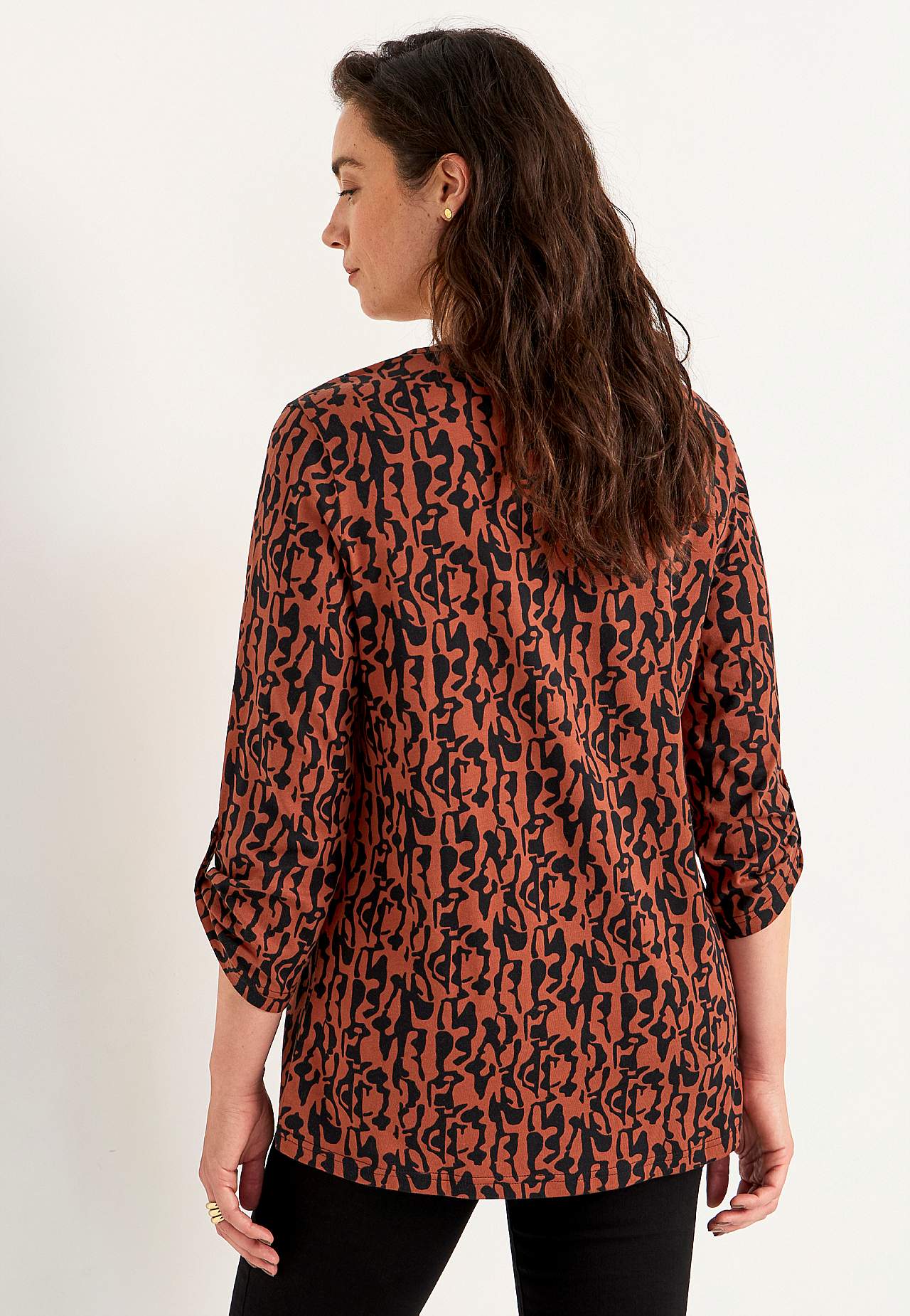 Jerseytop med 3/4 lange ærmer