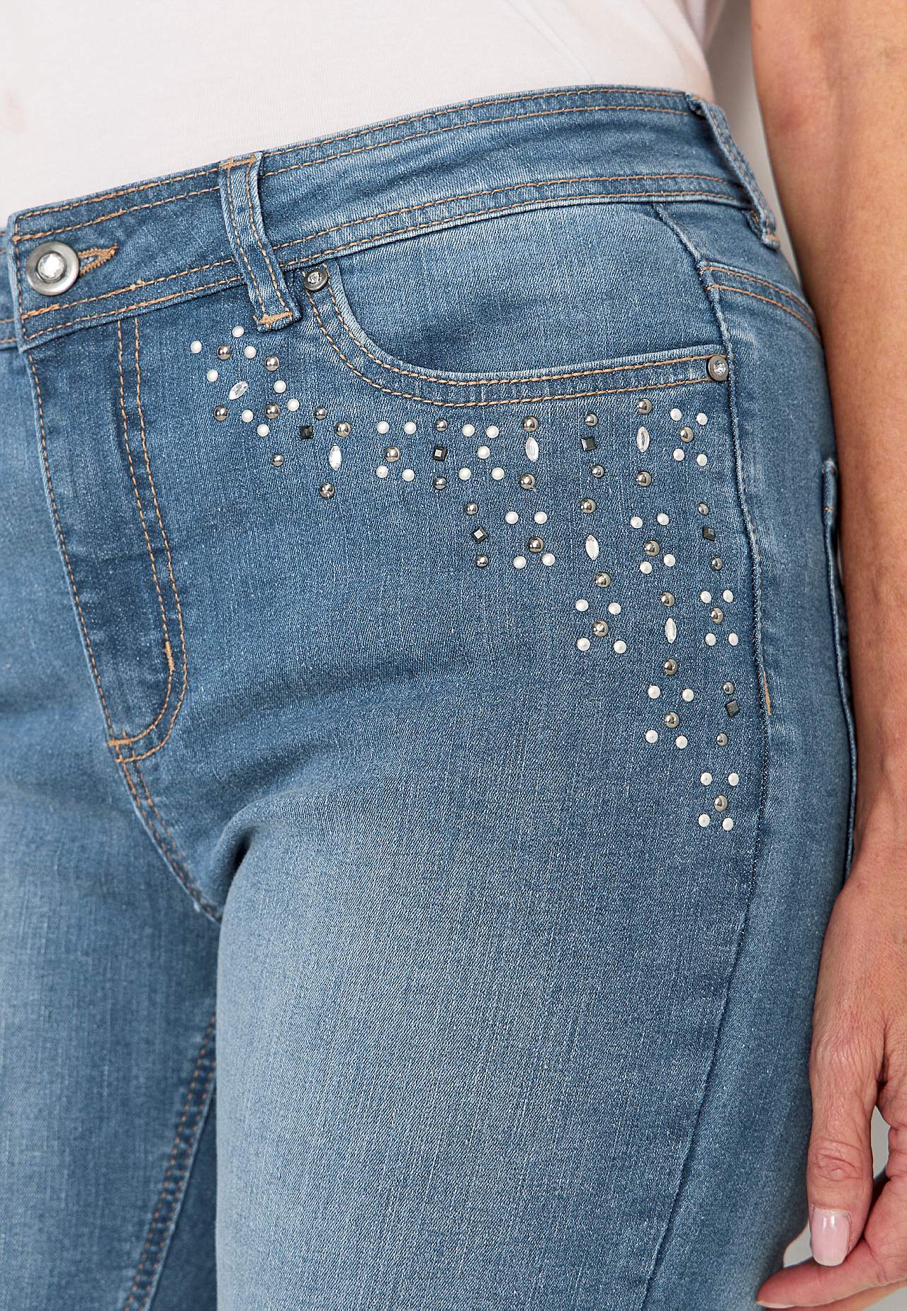Ankeljeans med perler og rhinsten Johanna