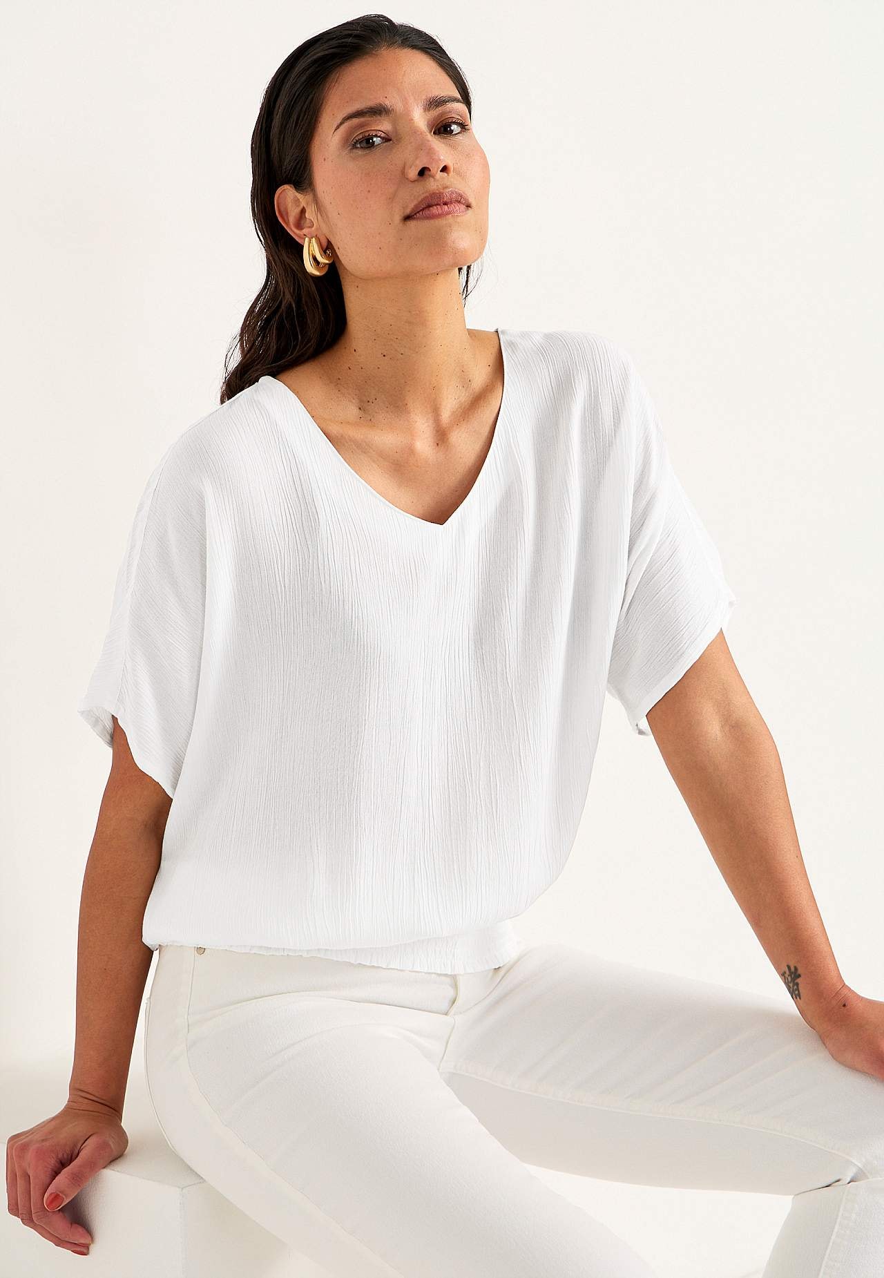 Bluse i viskosecrepe Sanna