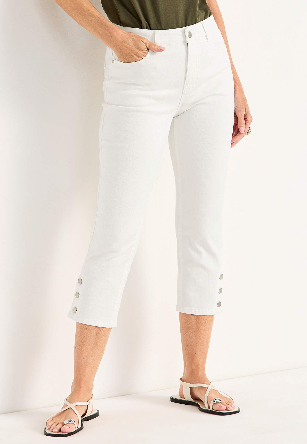 Crop jeans med design med fem lommer
