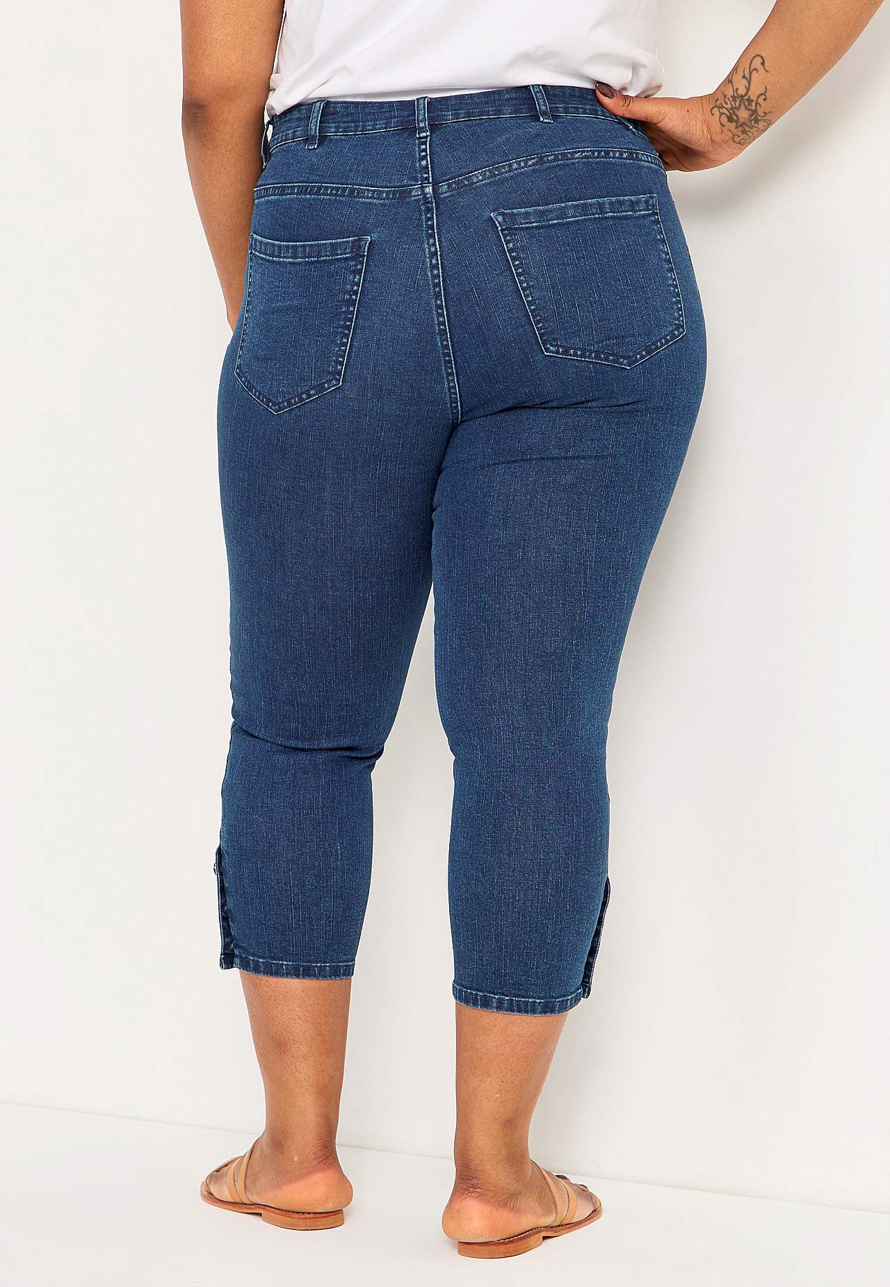 Crop jeans med design med fem lommer